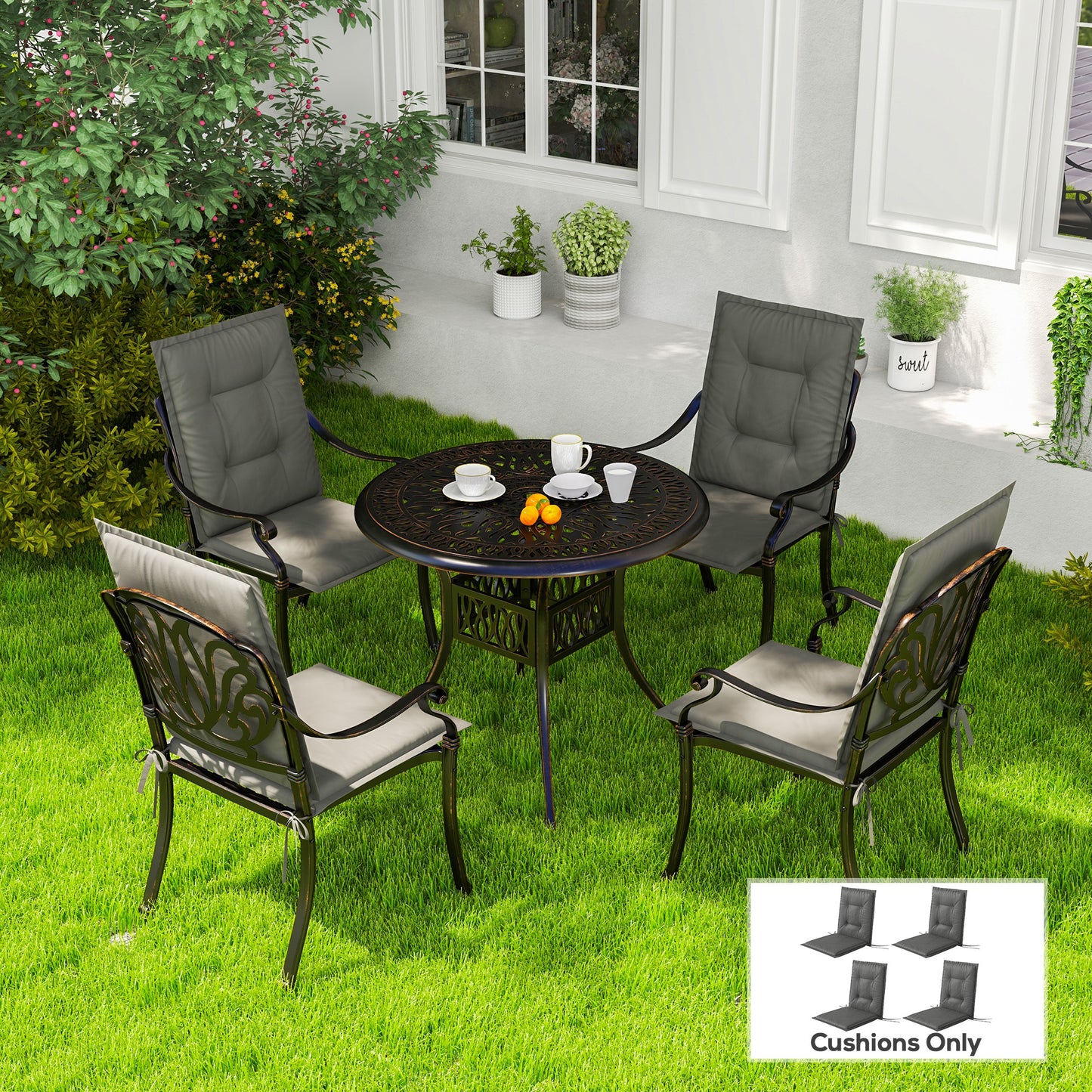 Set of Four Padded Garden Seat Cushions