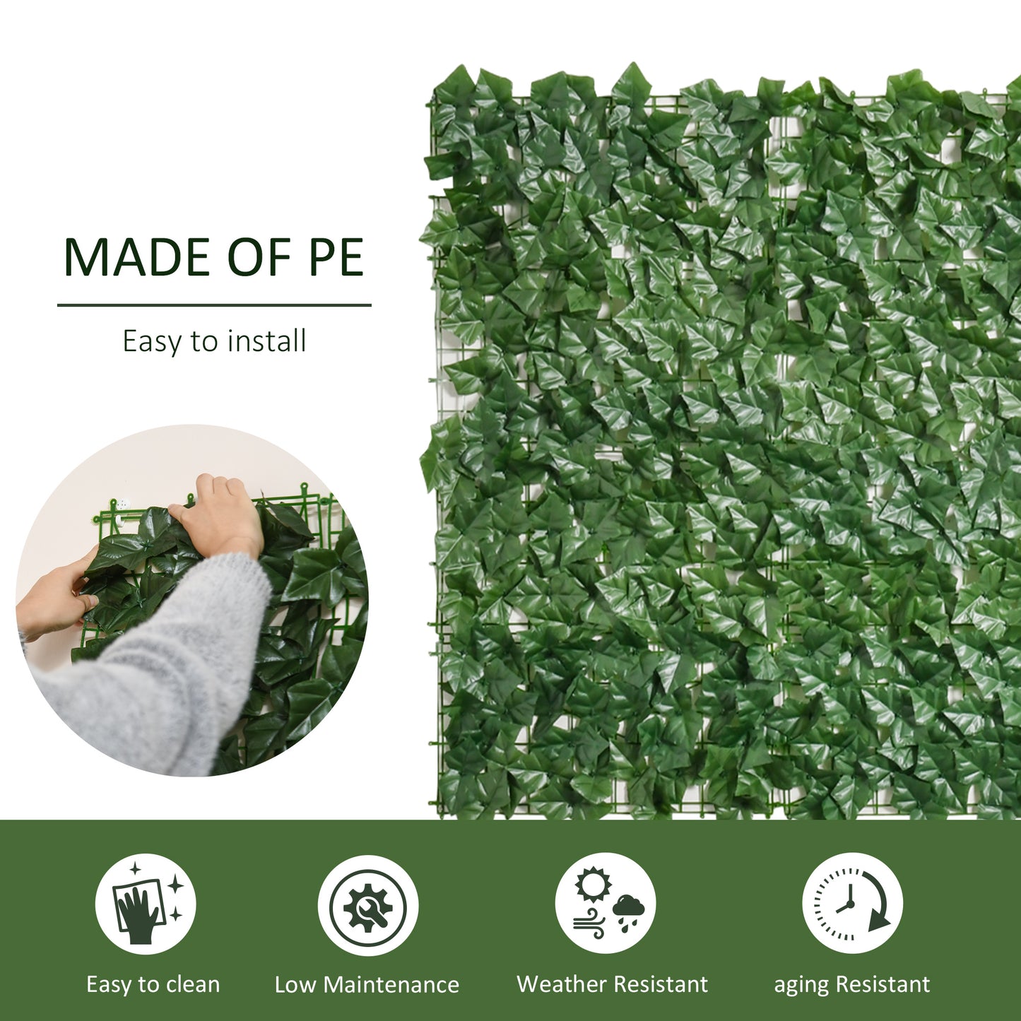 2-Piece Artificial Leaf Hedge Screen Privacy Fence Panel