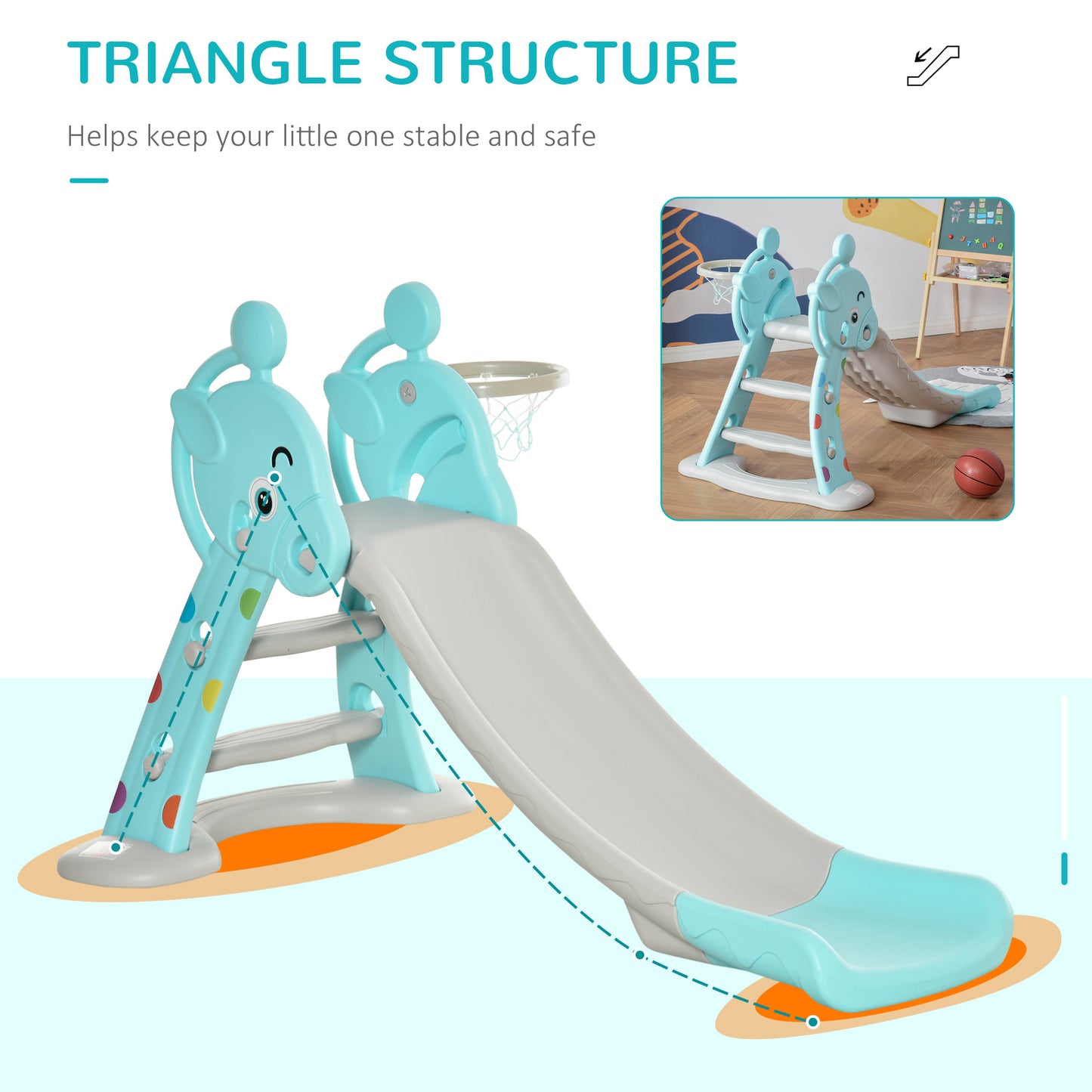Kids Slide 2 in 1 Toddler Freestanding slide
