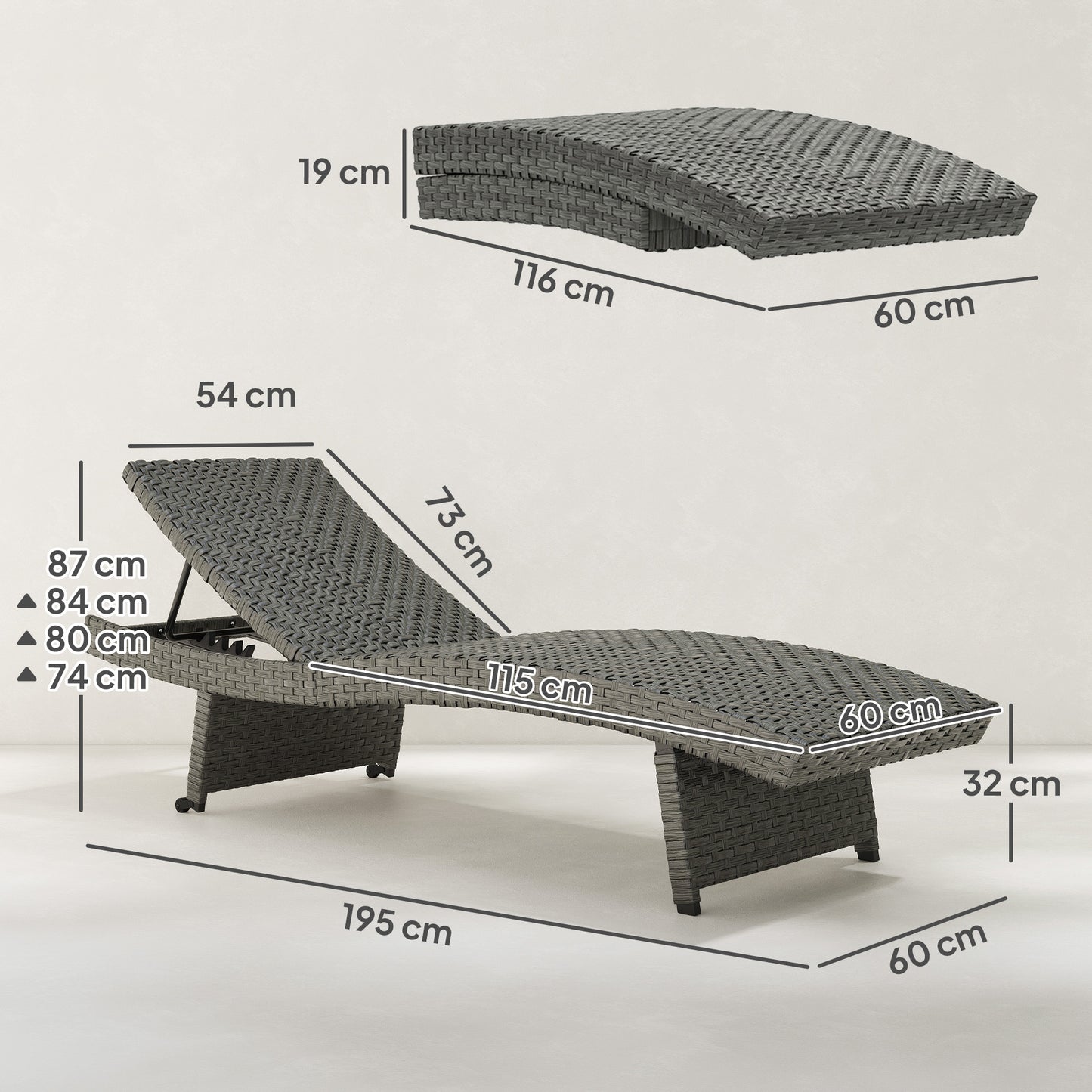 Outdoor PE Rattan Sun Lounger