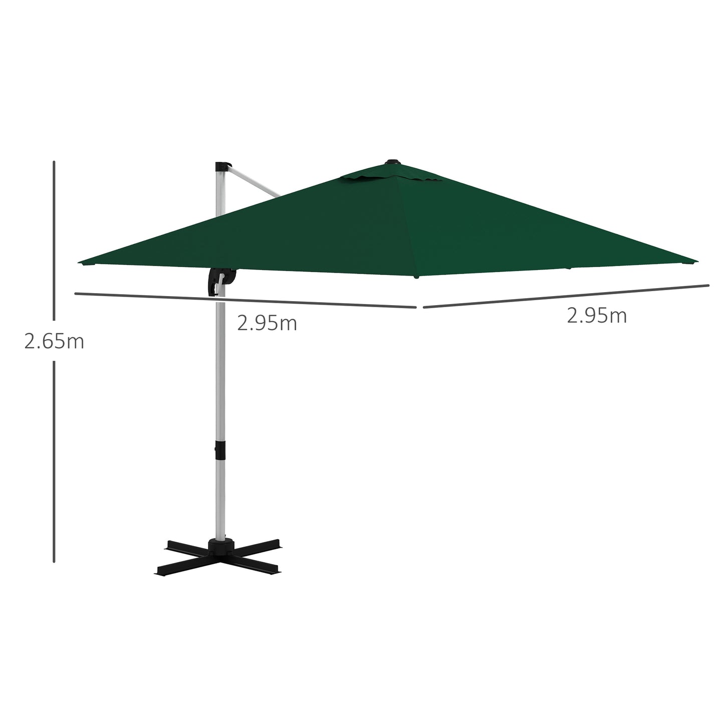 Square Cantilever Garden Parasol, with Five-Position Canopy