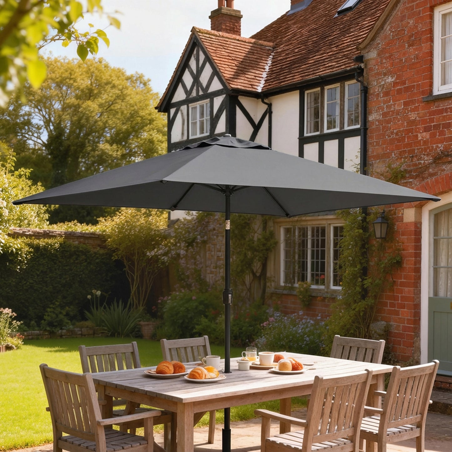 Garden Parasol, Parasol Umbrella with Crank Handle, Tilt Function