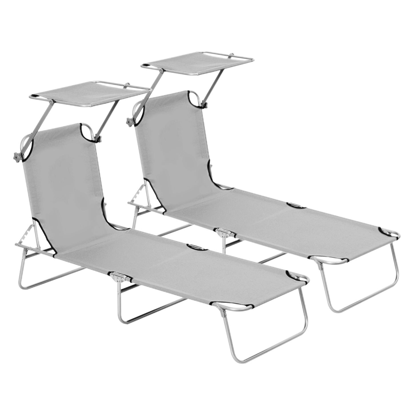 2 Pieces Outdoor Foldable Sun Lounger