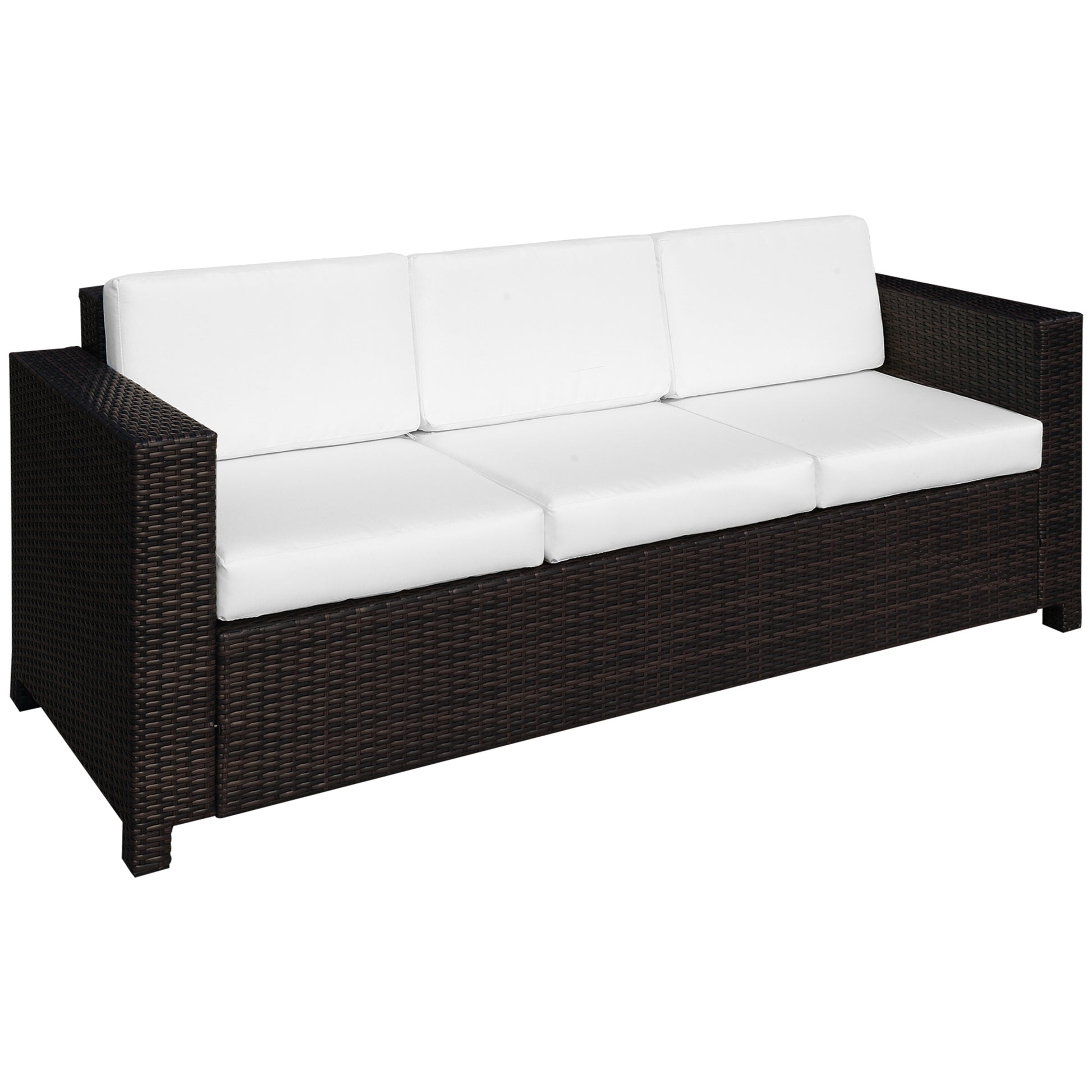 3 Seater Rattan Sofa, All-Weather Wicker Weave Metal Frame Chair