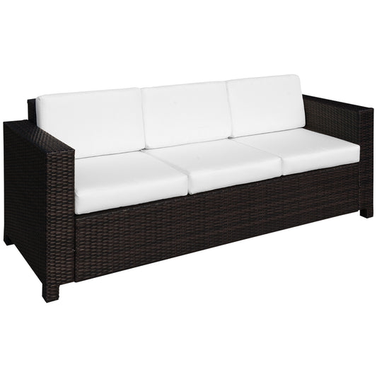 3 Seater Rattan Sofa, All-Weather Wicker Weave Metal Frame Chair