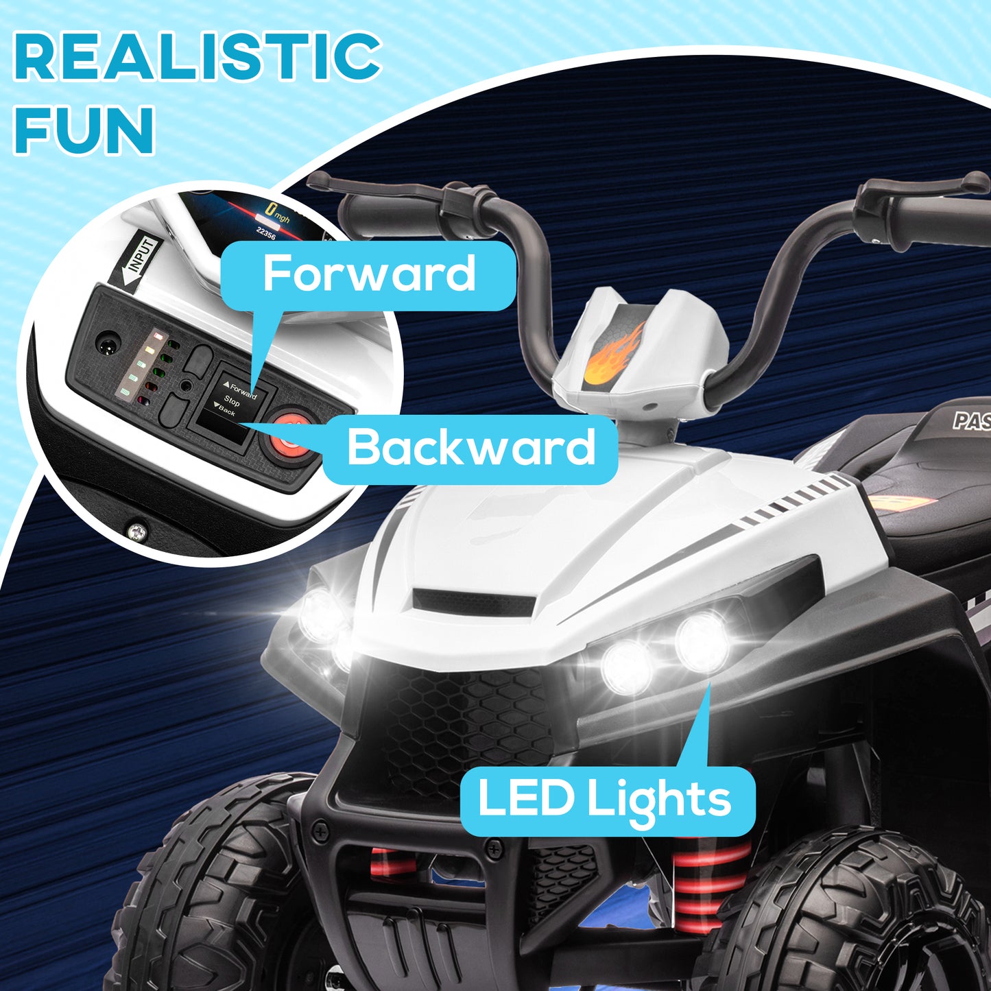 12V Kids Electric Quad Bike w/ Spring Suspension System, Forward