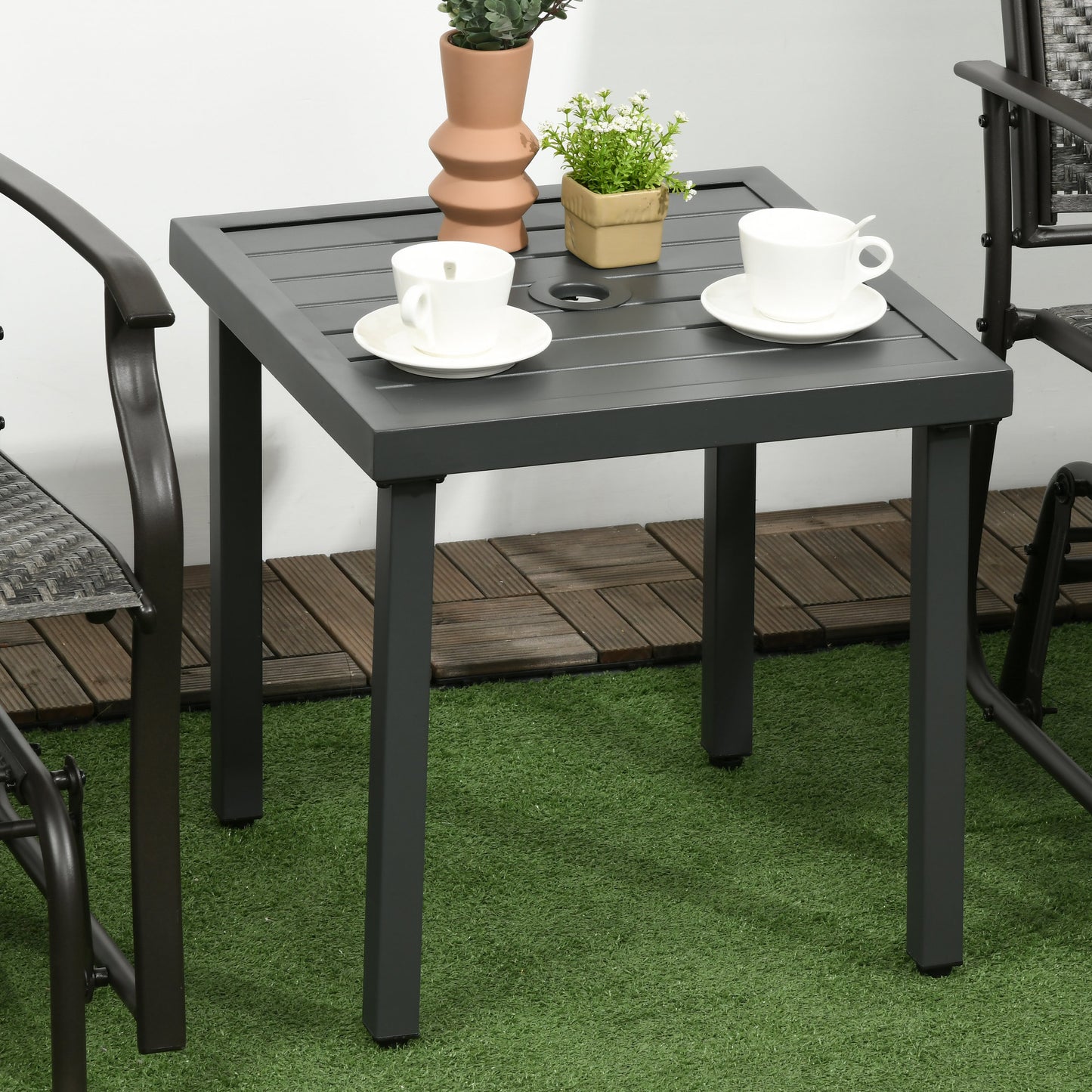 Garden Side Table, 51x51cm Square Patio Coffee Table
