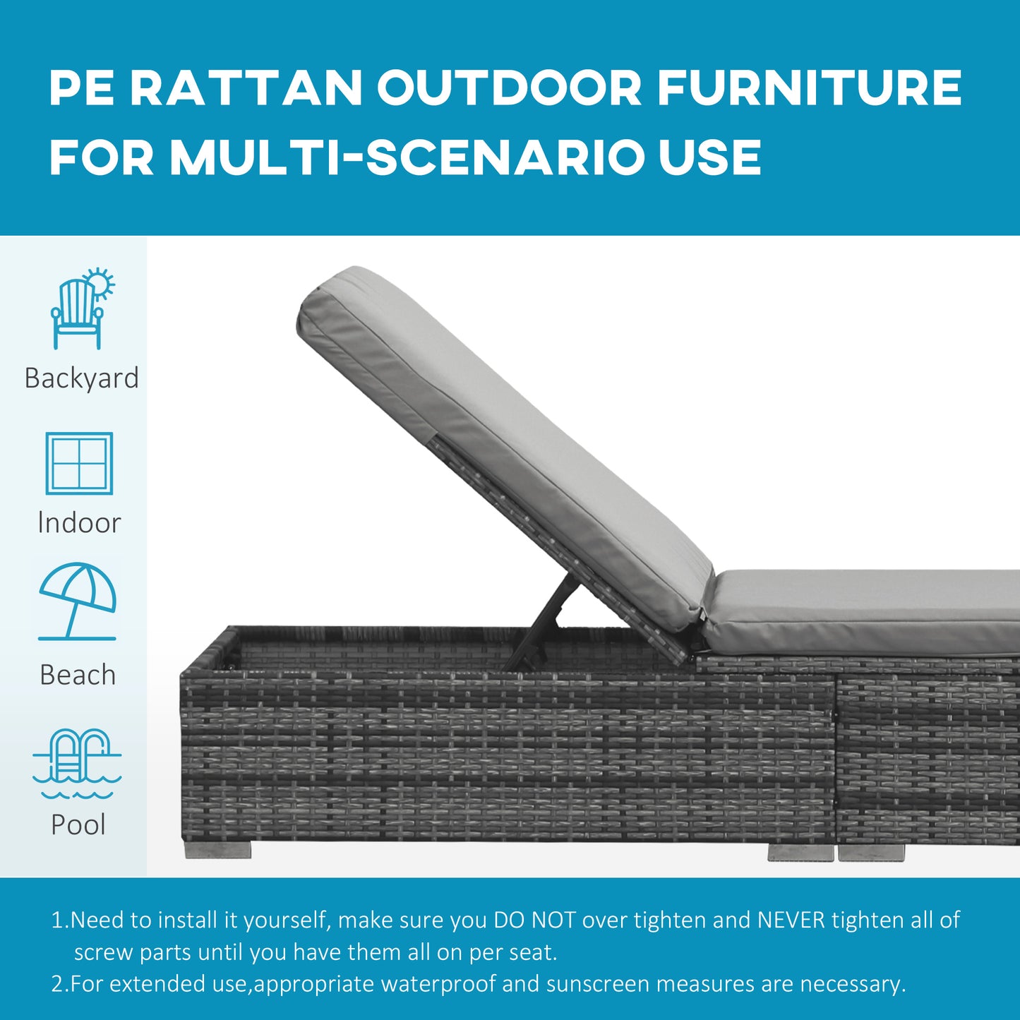 PE Rattan Sun Loungers with Cushion