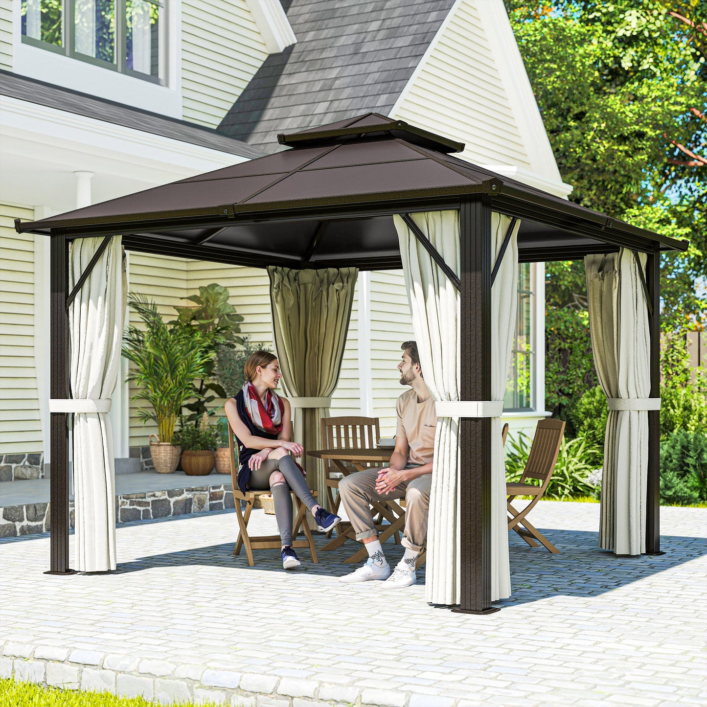 3 x 3(m) Hardtop Gazebo Canopy with UPF30+ Double Polycarbonate Roof