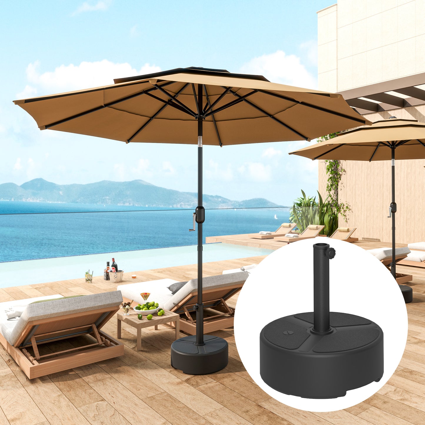 Round Garden Parasol Base, Garden Umbrella Stand Heavy Duty Parasol