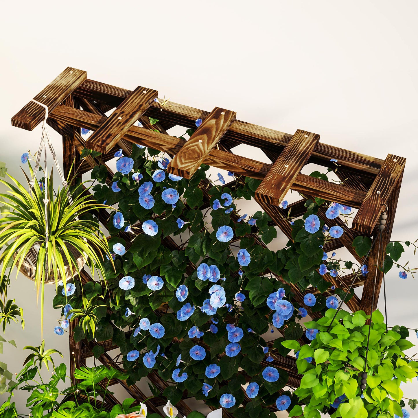 Wooden Planter with Trellis