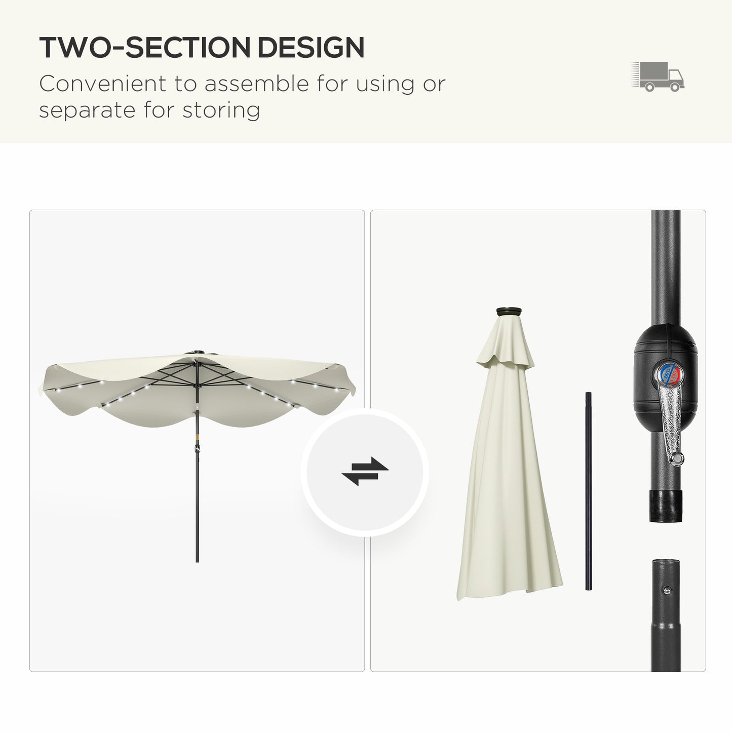 Solar Patio Umbrella with LED and Tilt