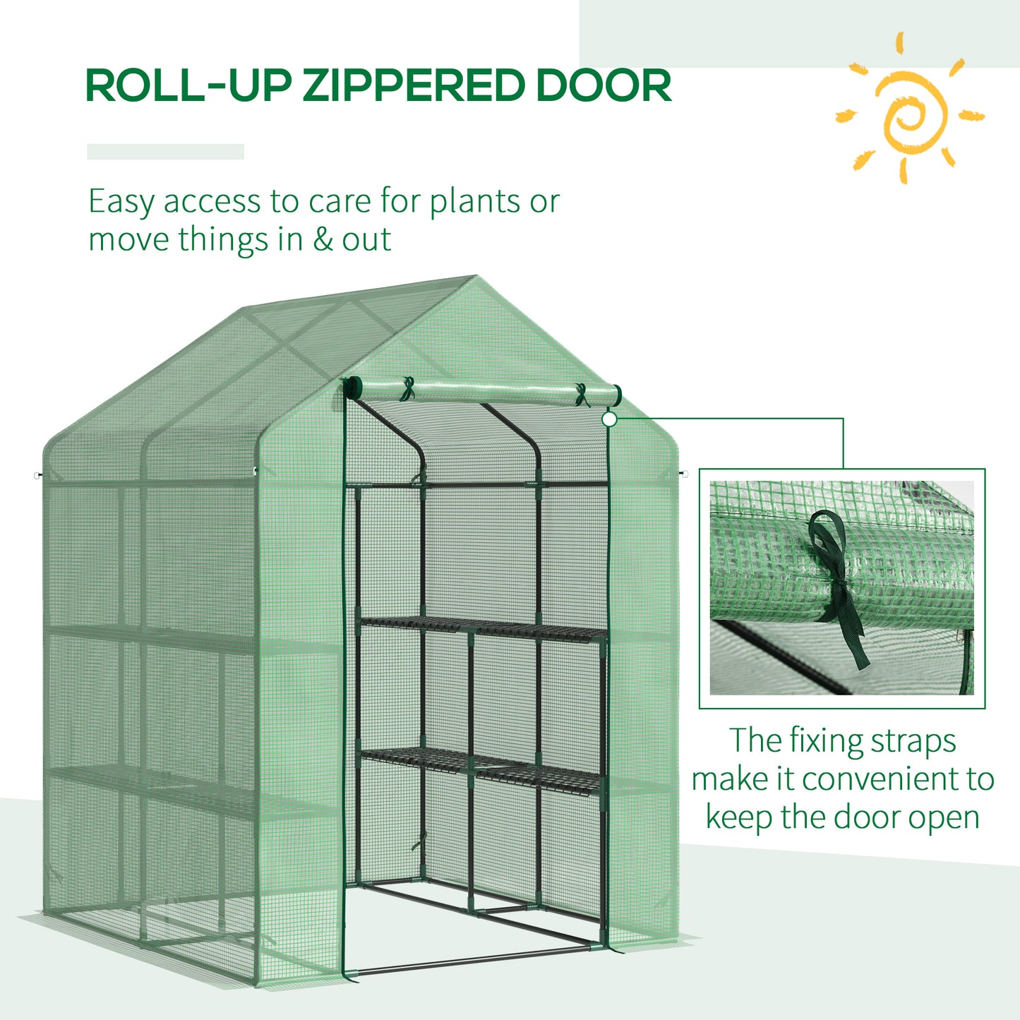 Walk in Greenhouse with Shelves Steeple Green House