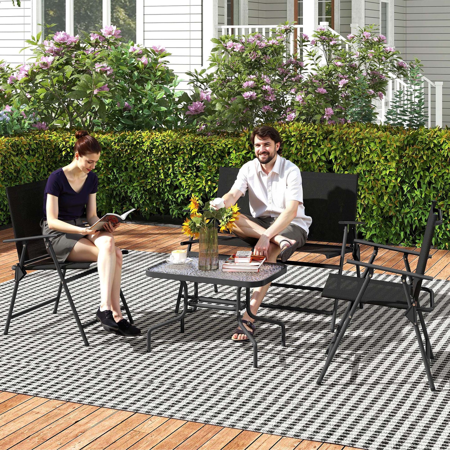 Four-Piece Metal Garden Sofa Set
