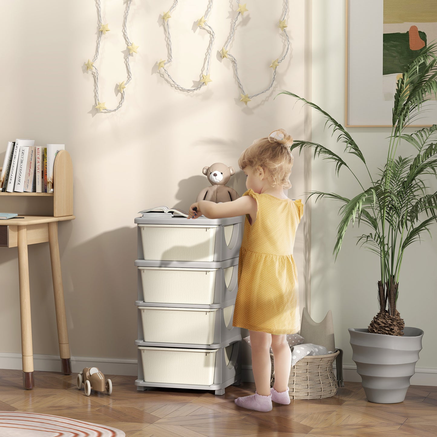 Four-Tier Kids Storage Boxes, with Four Drawers