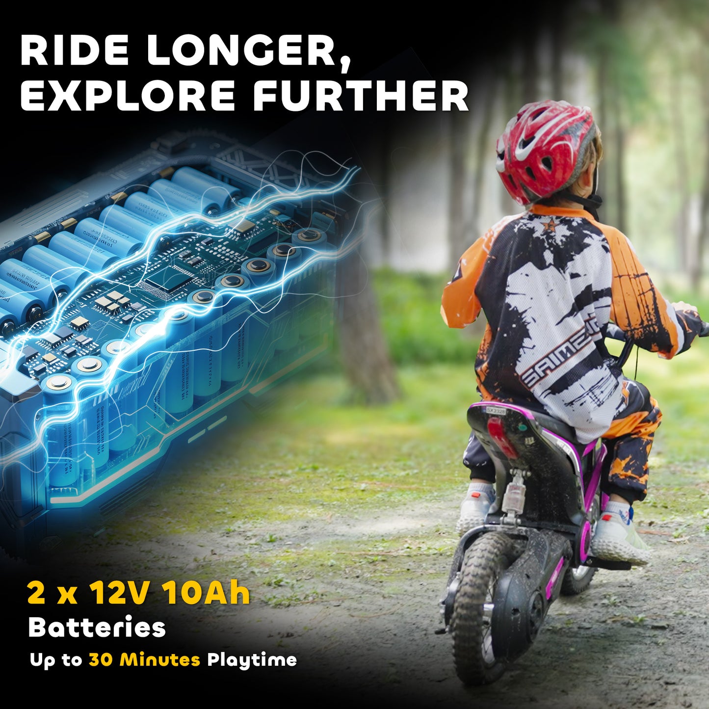 24V Electric Motorbike with Twist Grip Throttle, Music, Horn