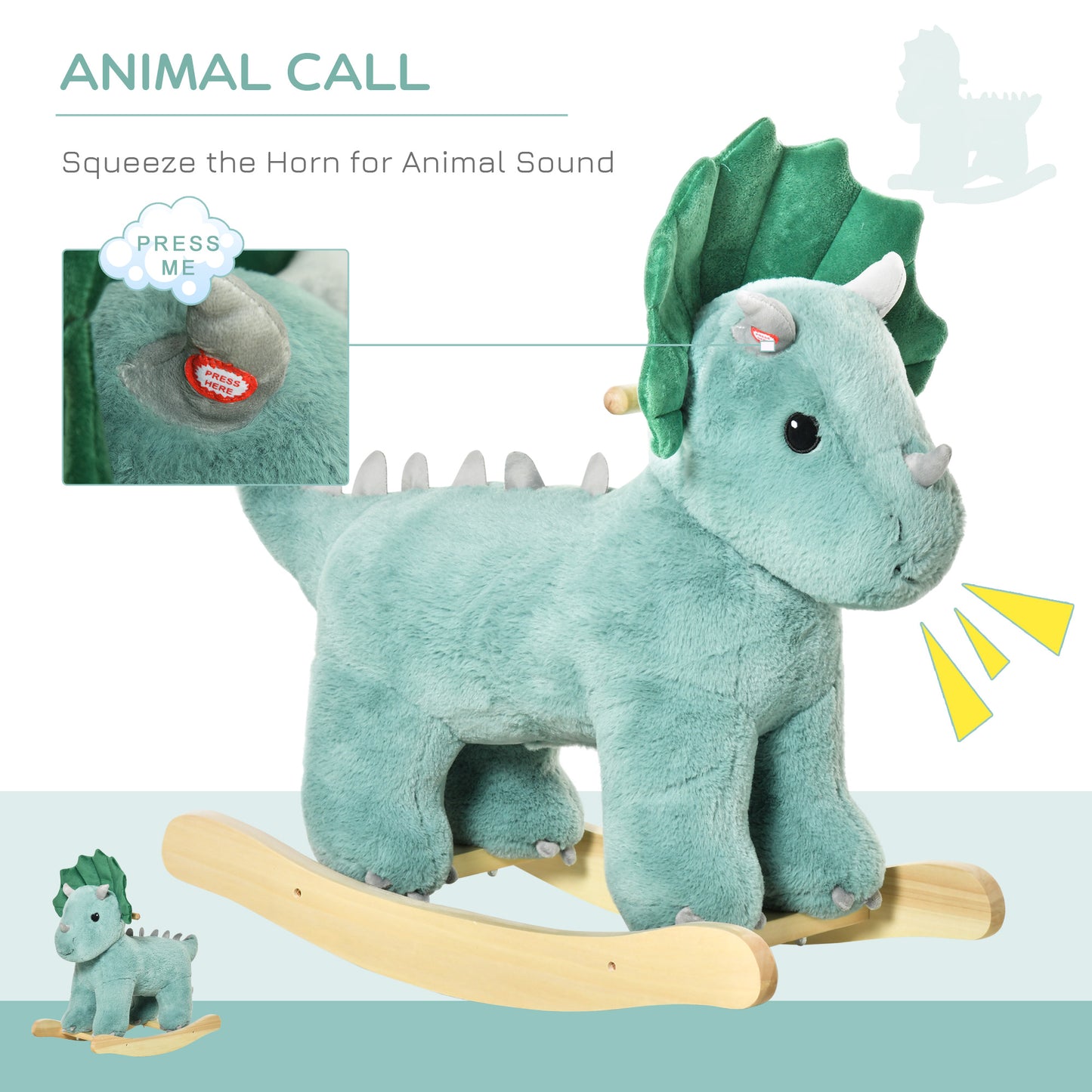 Plush Ride-On Rocking Dinosaur, with Sound