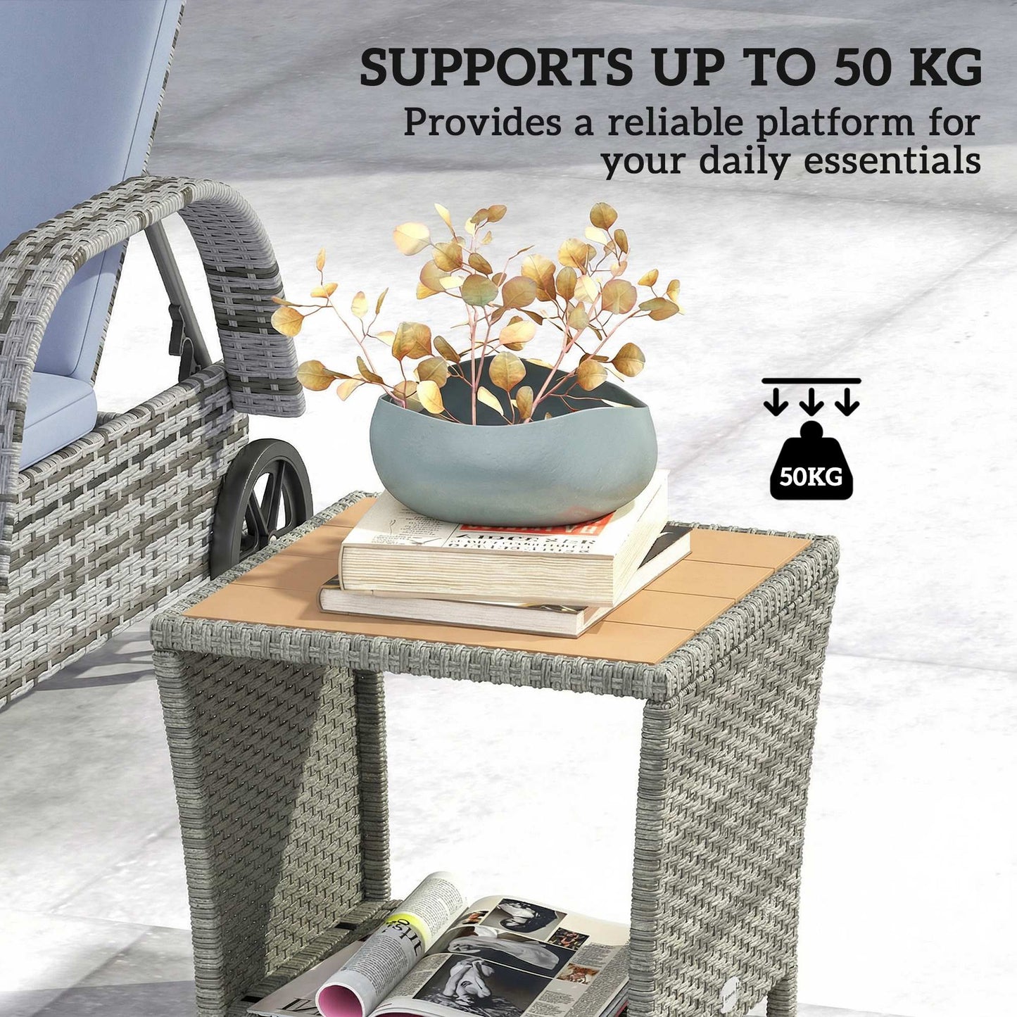 Side Table 2-Tier Outdoor Coffee Table (2)