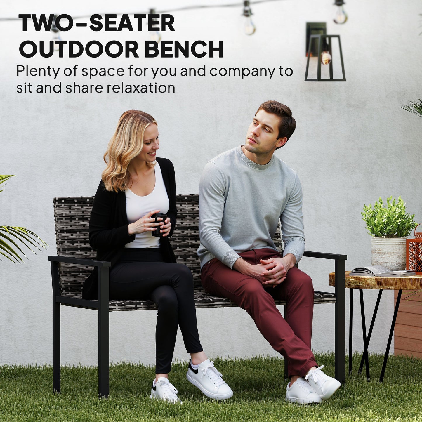 Two-Seater Rattan Bench