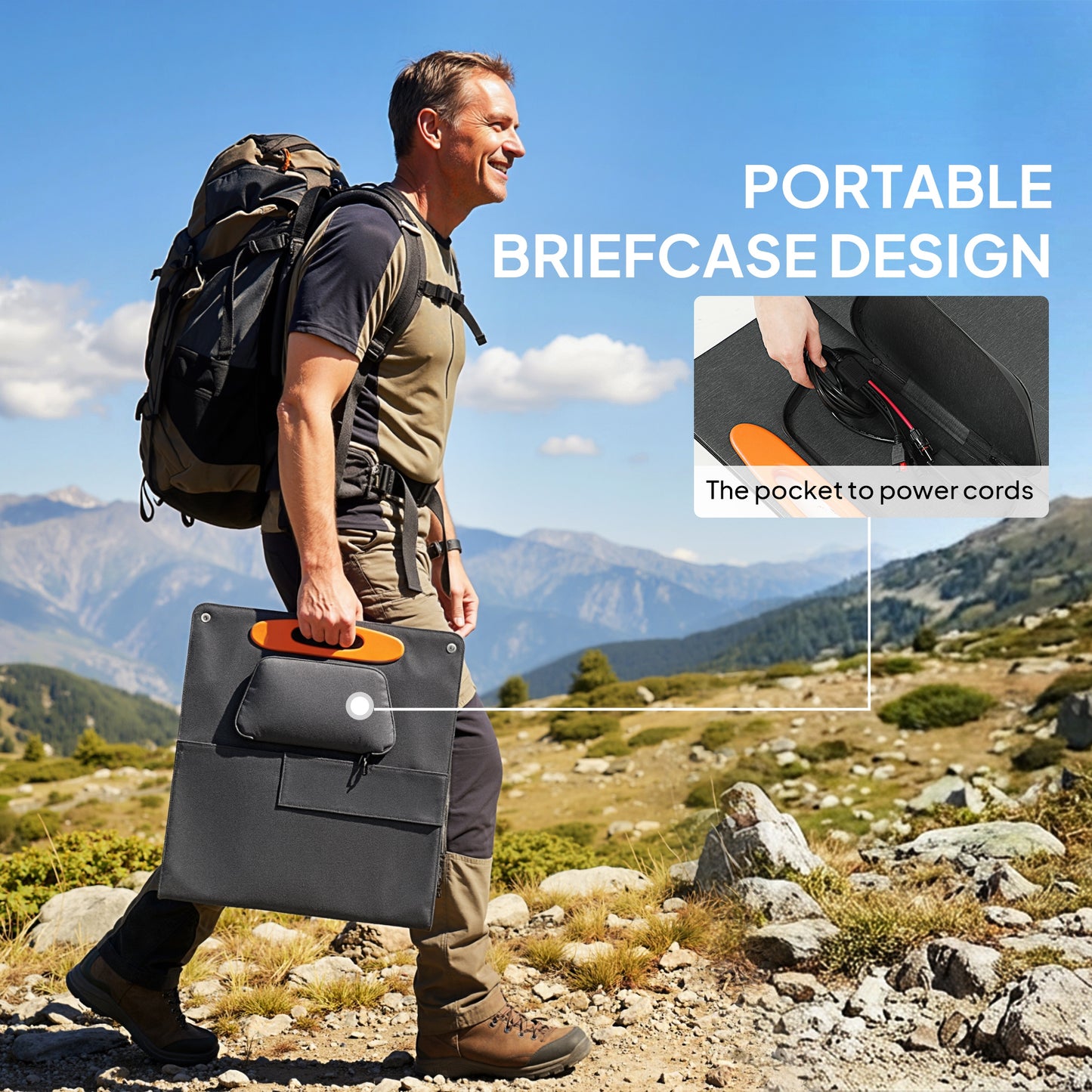 100W Portable Solar Panel, Foldable Solar Charger