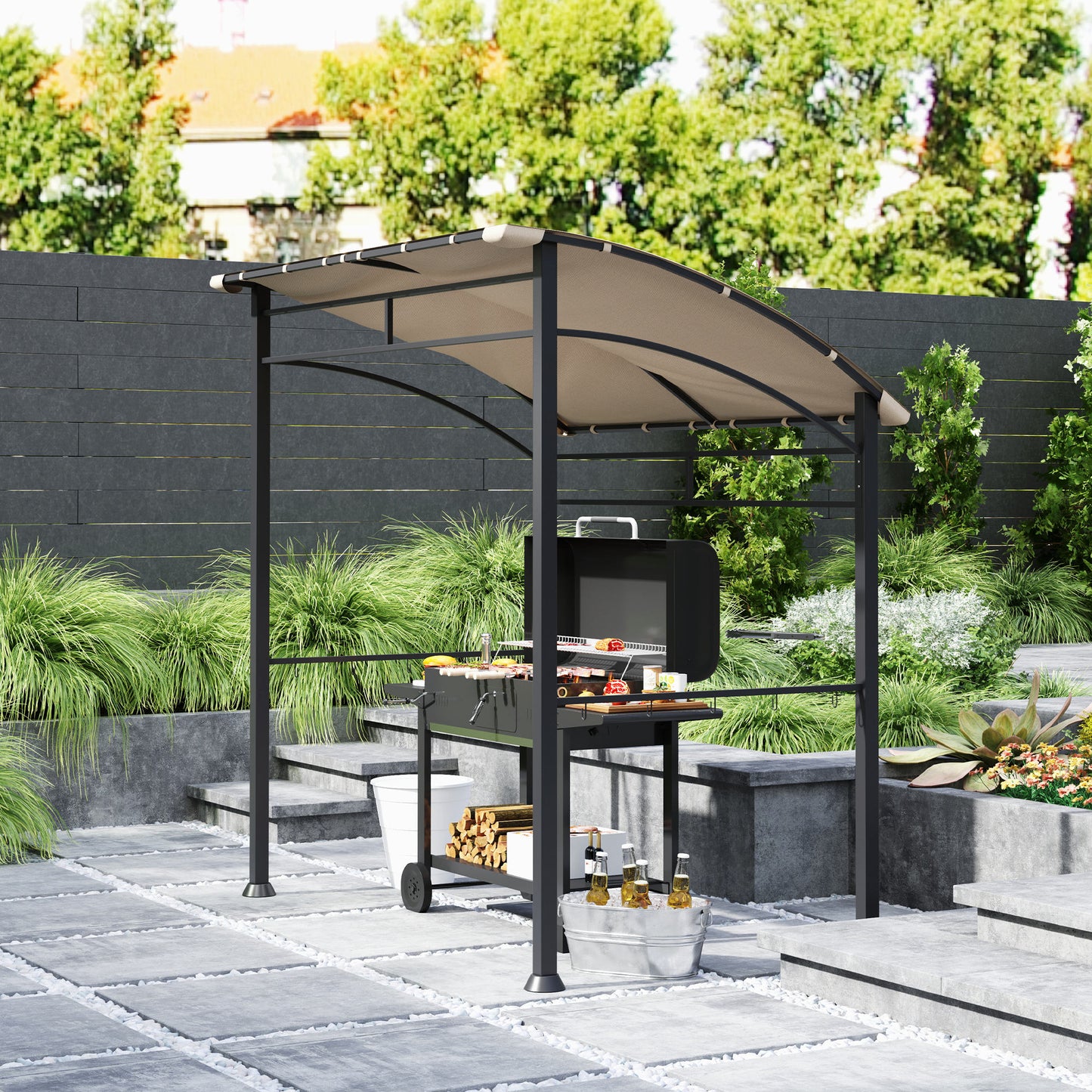 2.2 x 1.5 m BBQ Grill Gazebo Tent, Garden Grill with Metal Frame