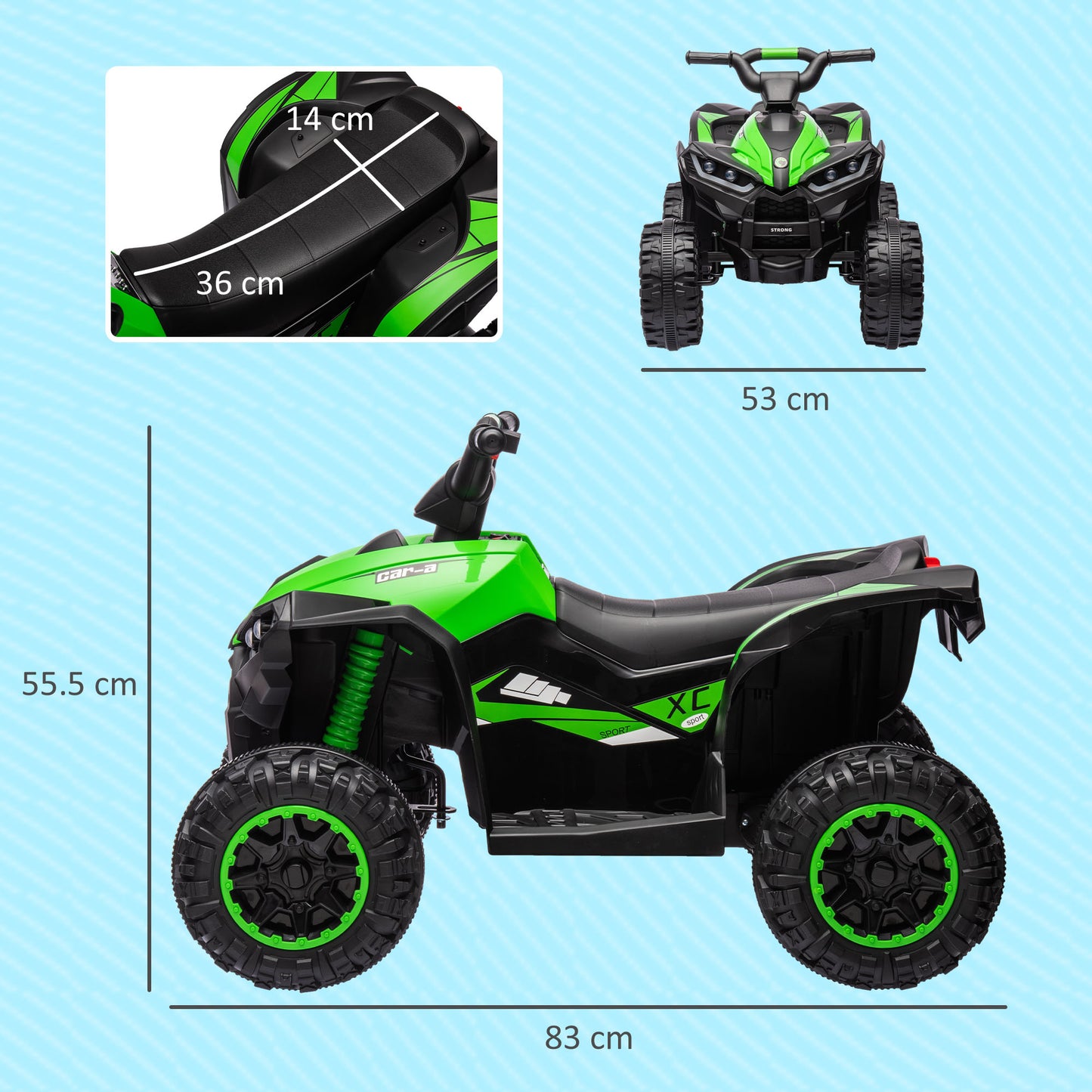 12V Ride-On Quad Bike, with Music, Horn, LED Lights