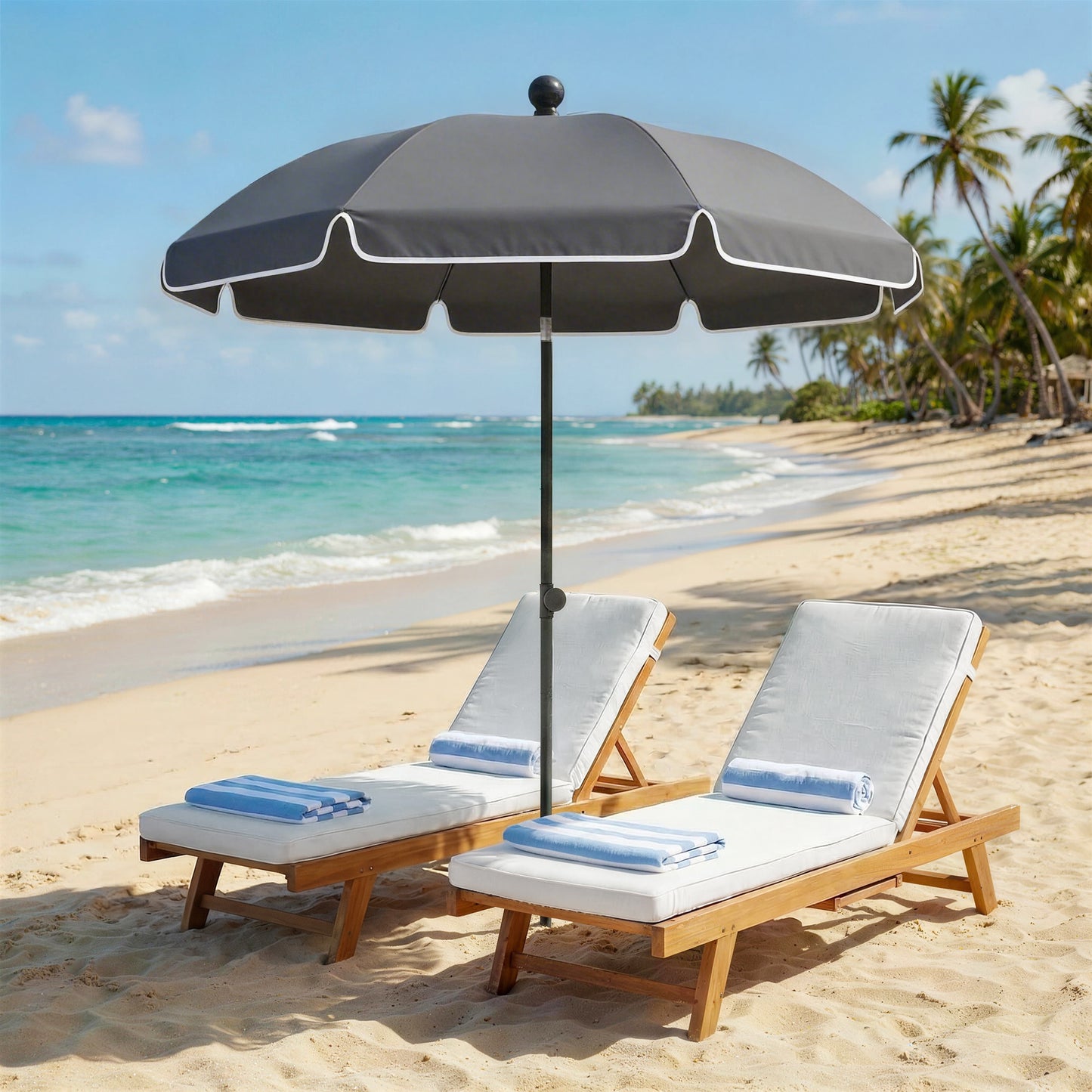 1.8 m Beach Umbrella Parasol with Sand Anchor (1)