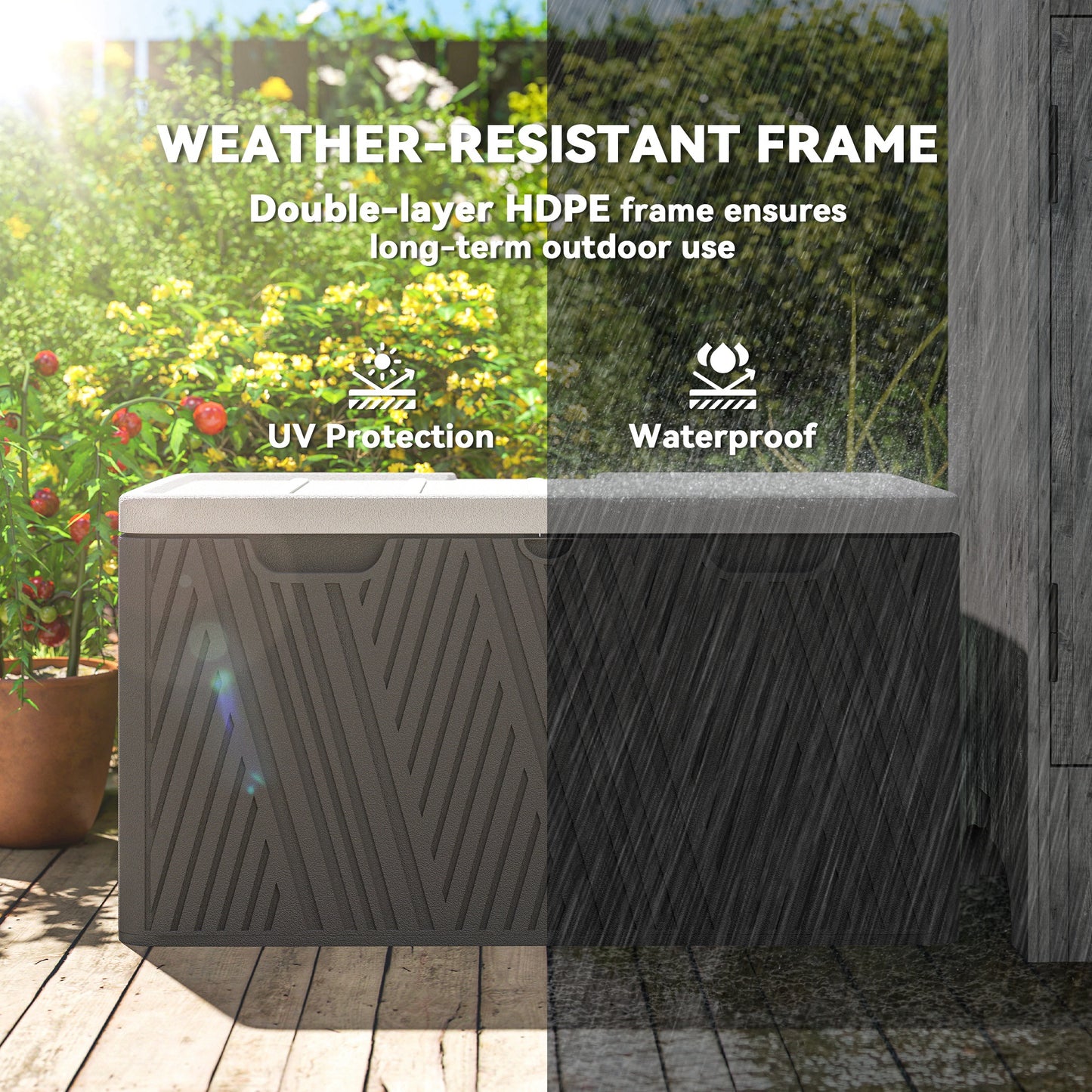380L Waterproof Outdoor Storage Box, with Lockable Lid