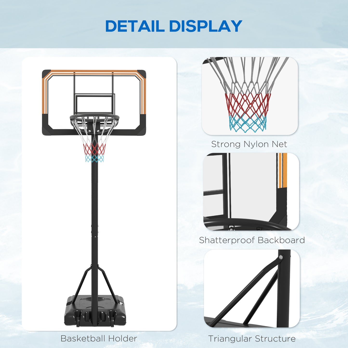 Height Adjustable Basketball Stand Net Set System (1)