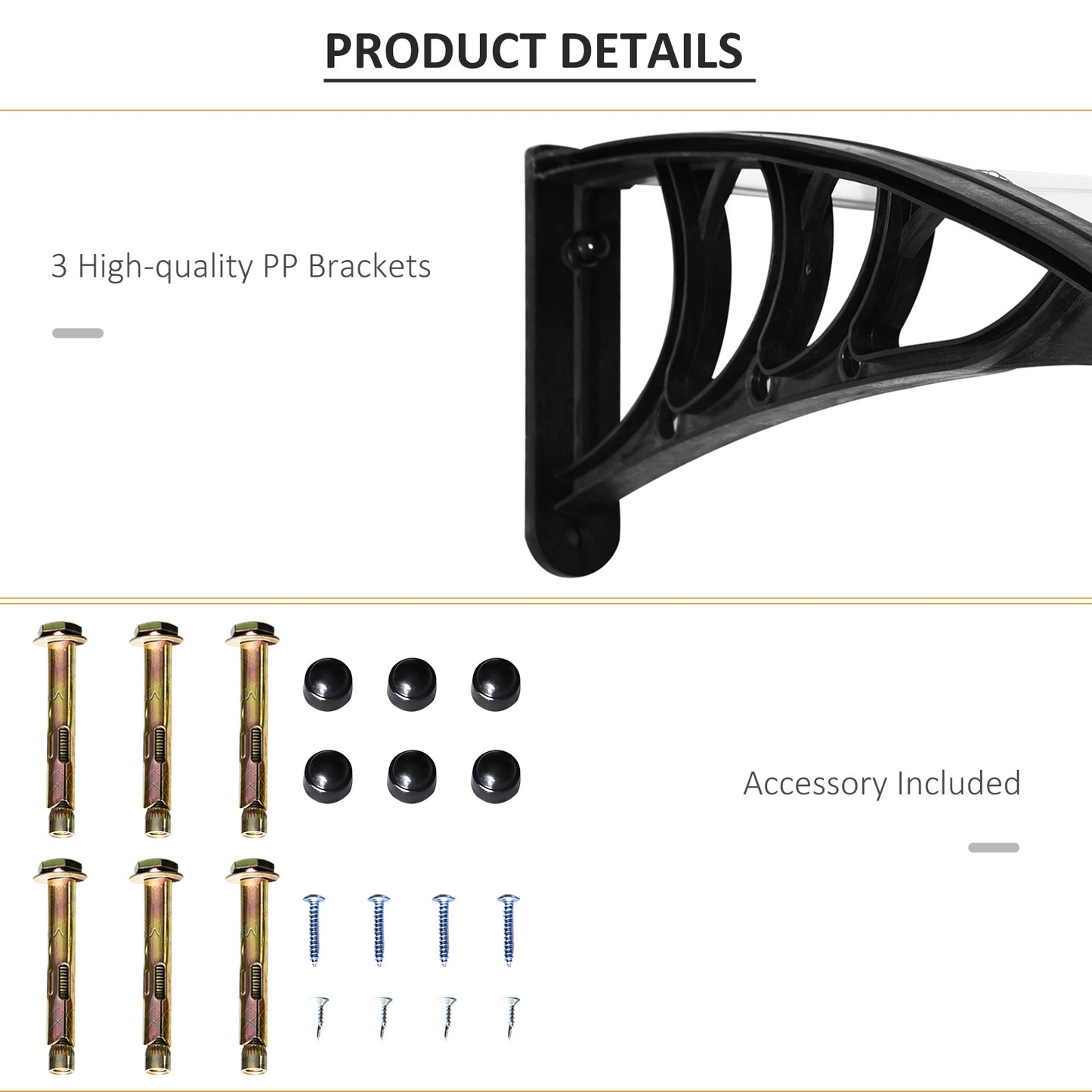 Front Door Canopy Outdoor Awning Aluminium Rigid Plastic (3)