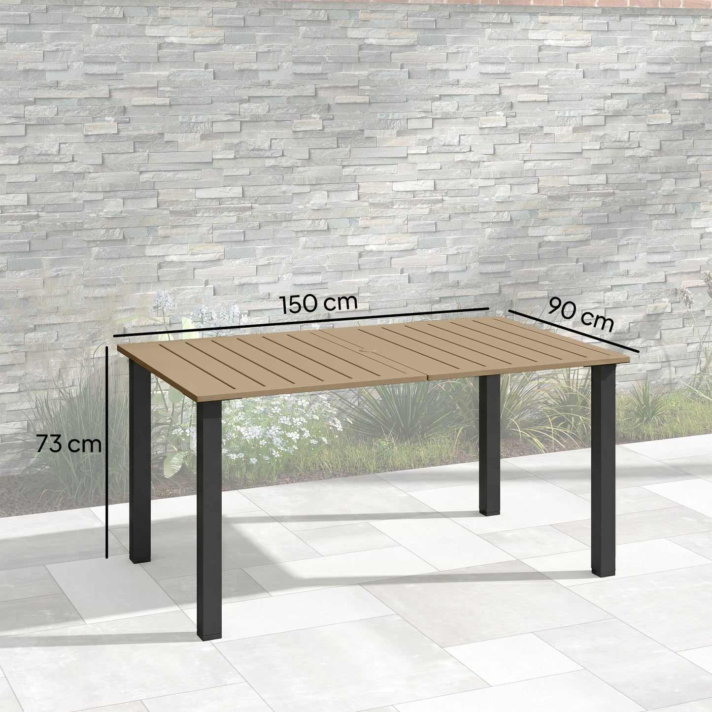 Garden Dining Table for 6 with Parasol Hole