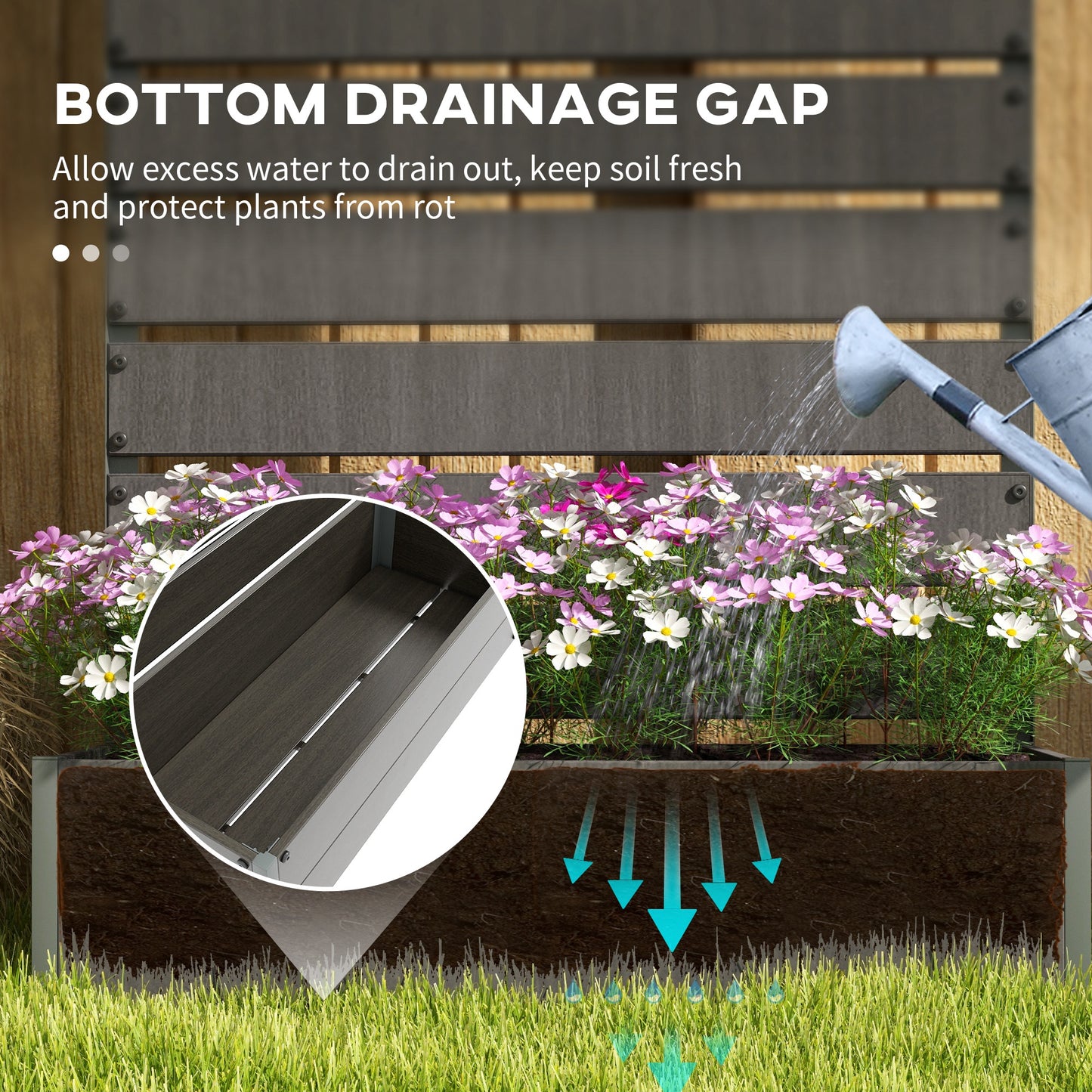 Raised Bed for Garden, Planter with Trellis for Climbing Plants