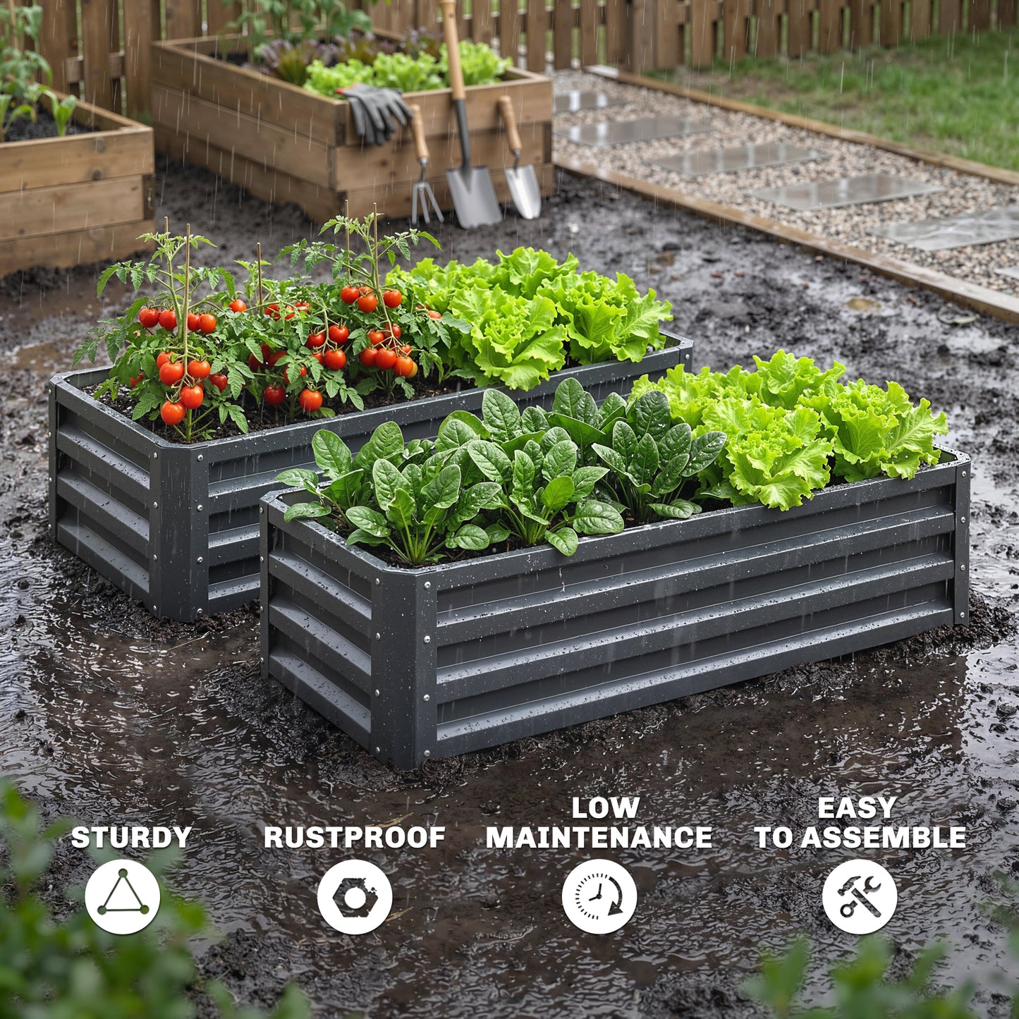 Set of Two 110 x 50cm Steel Planter Boxes