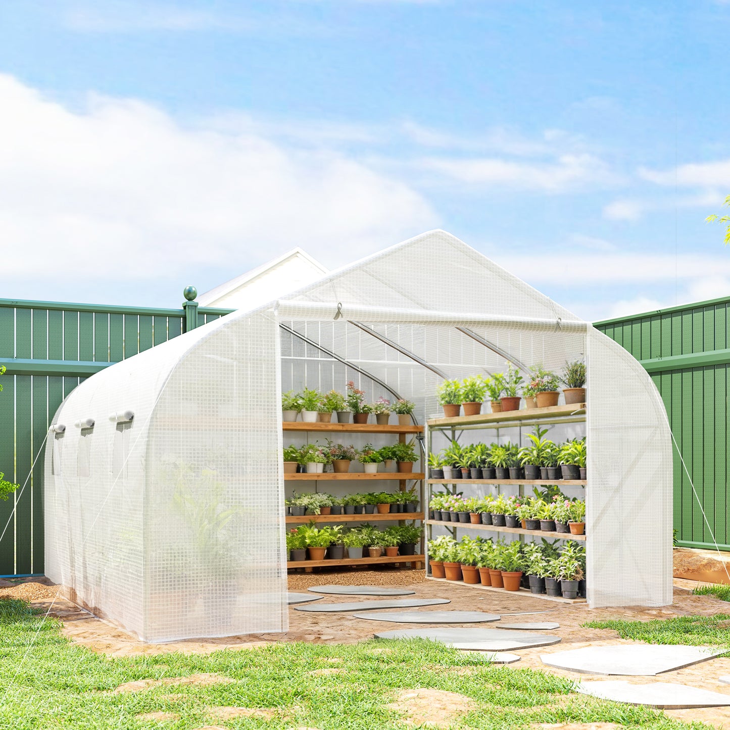 3.5 x 3 x 2m, Walk-In Polytunnel Greenhouse Warm House Garden