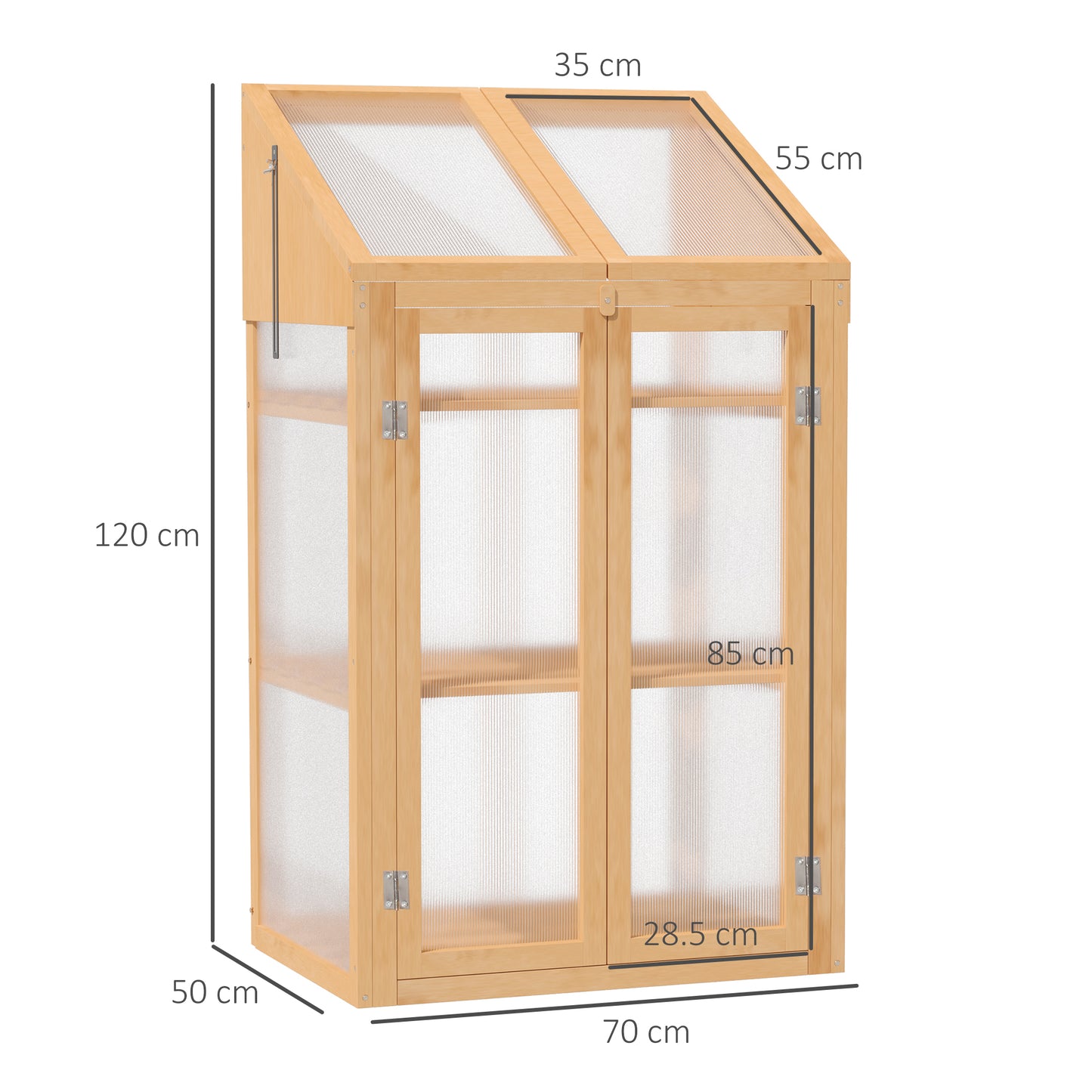 Wooden Cold Frame Polycarbonate Greenhouse with Openable Top Cover