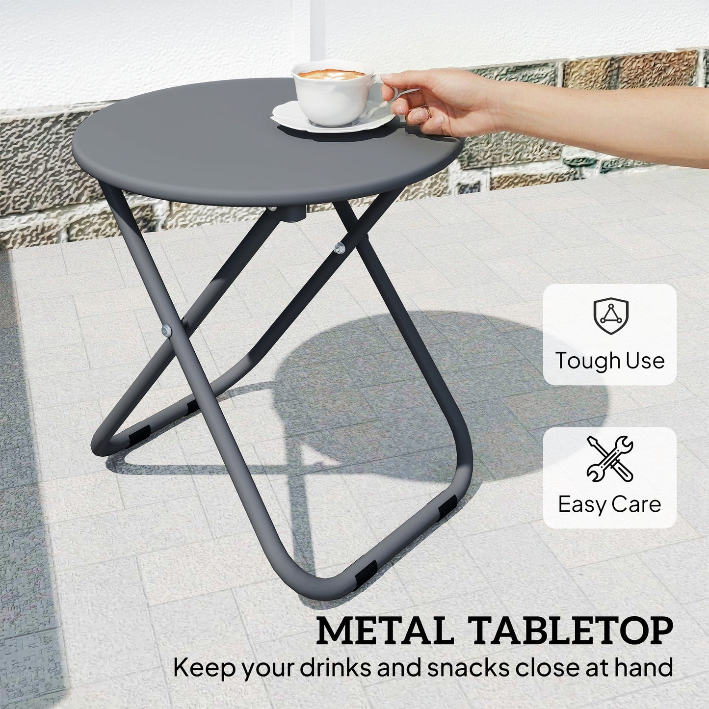 Patio Bistro Set, Folding Patio Furniture Set with 2 Chairs and Table