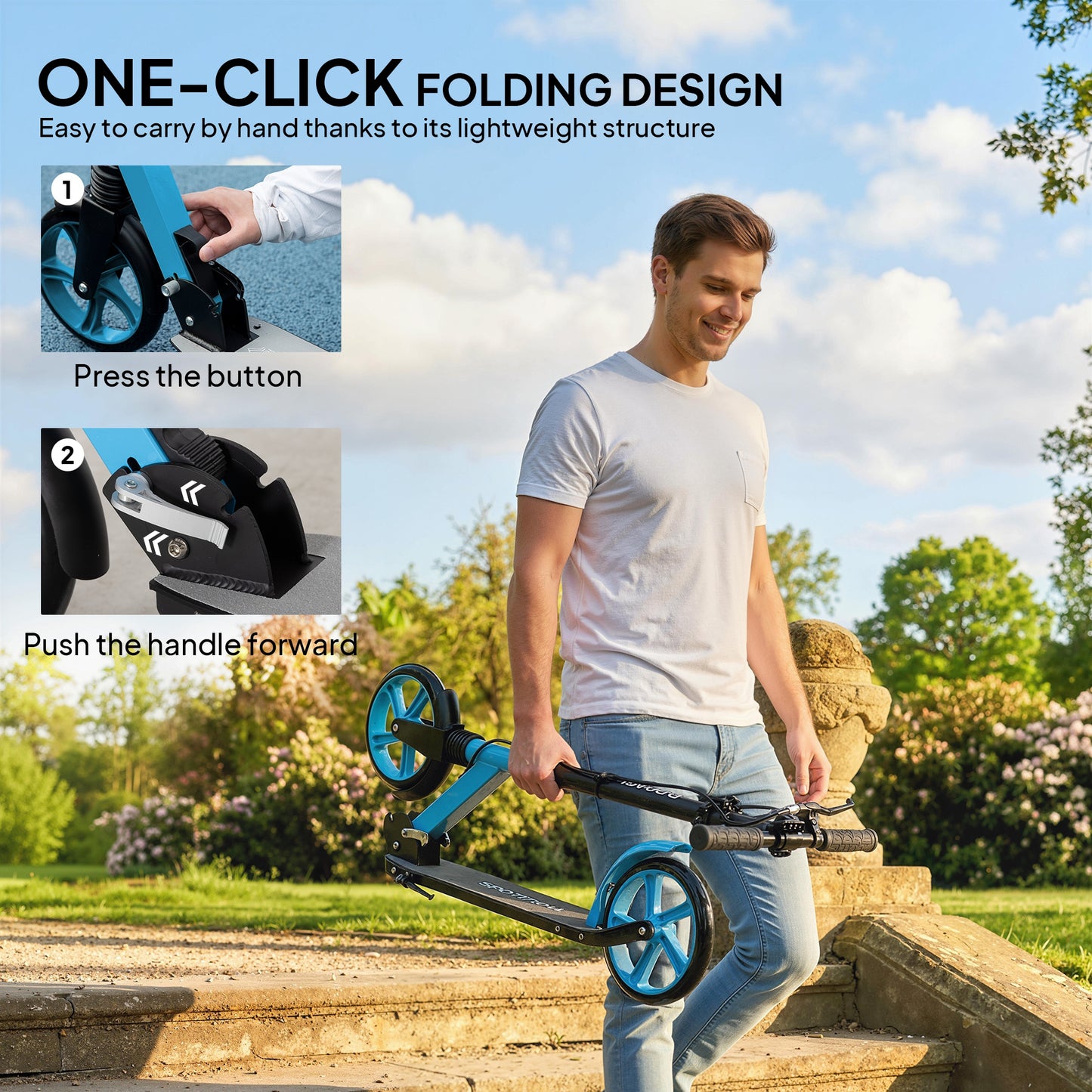 One-click Folding Kick Scooter for 14+ w/ Adjustable Handlebar (1)