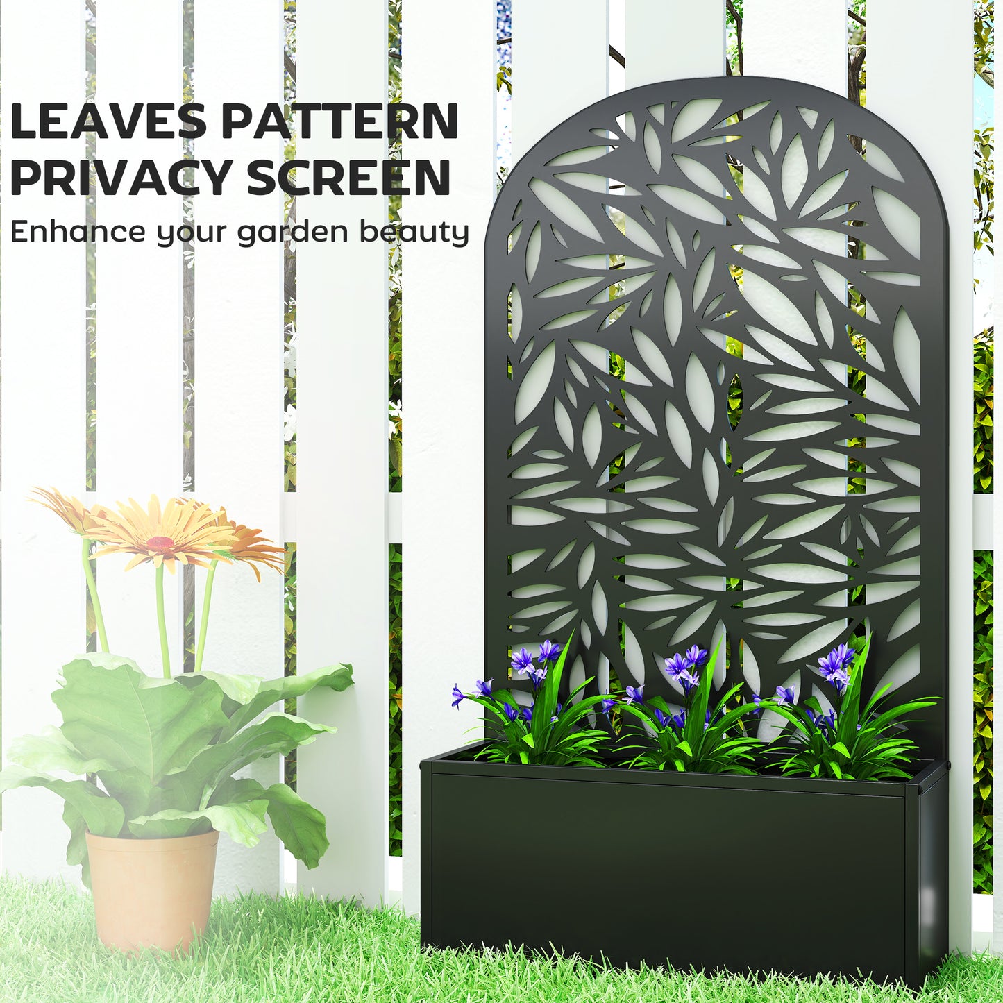 Metal Garden Bed for Garden with Trellis (2)