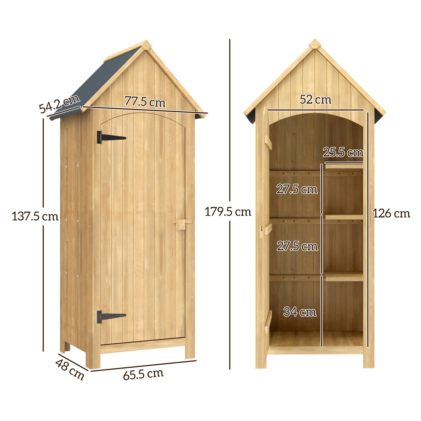 Wooden Garden Storage Shed with 3 Shelves