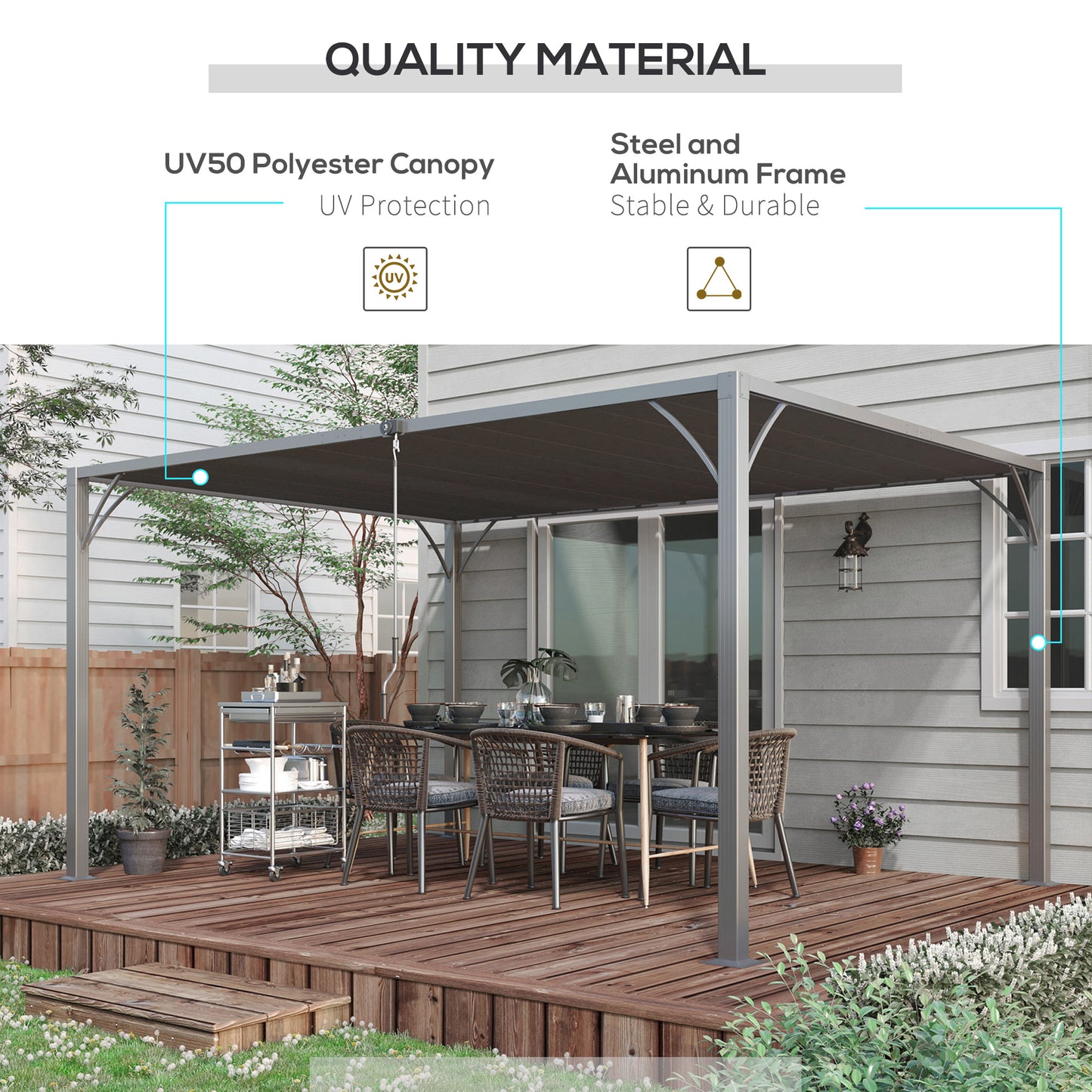 4 x 3(m) Outdoor Pergola with Retractable Roof