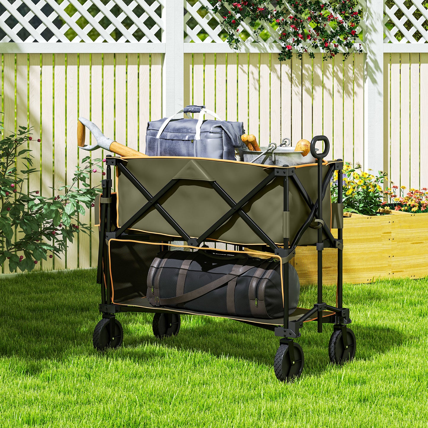 Double Decker Folding Festival Trolley on Wheels