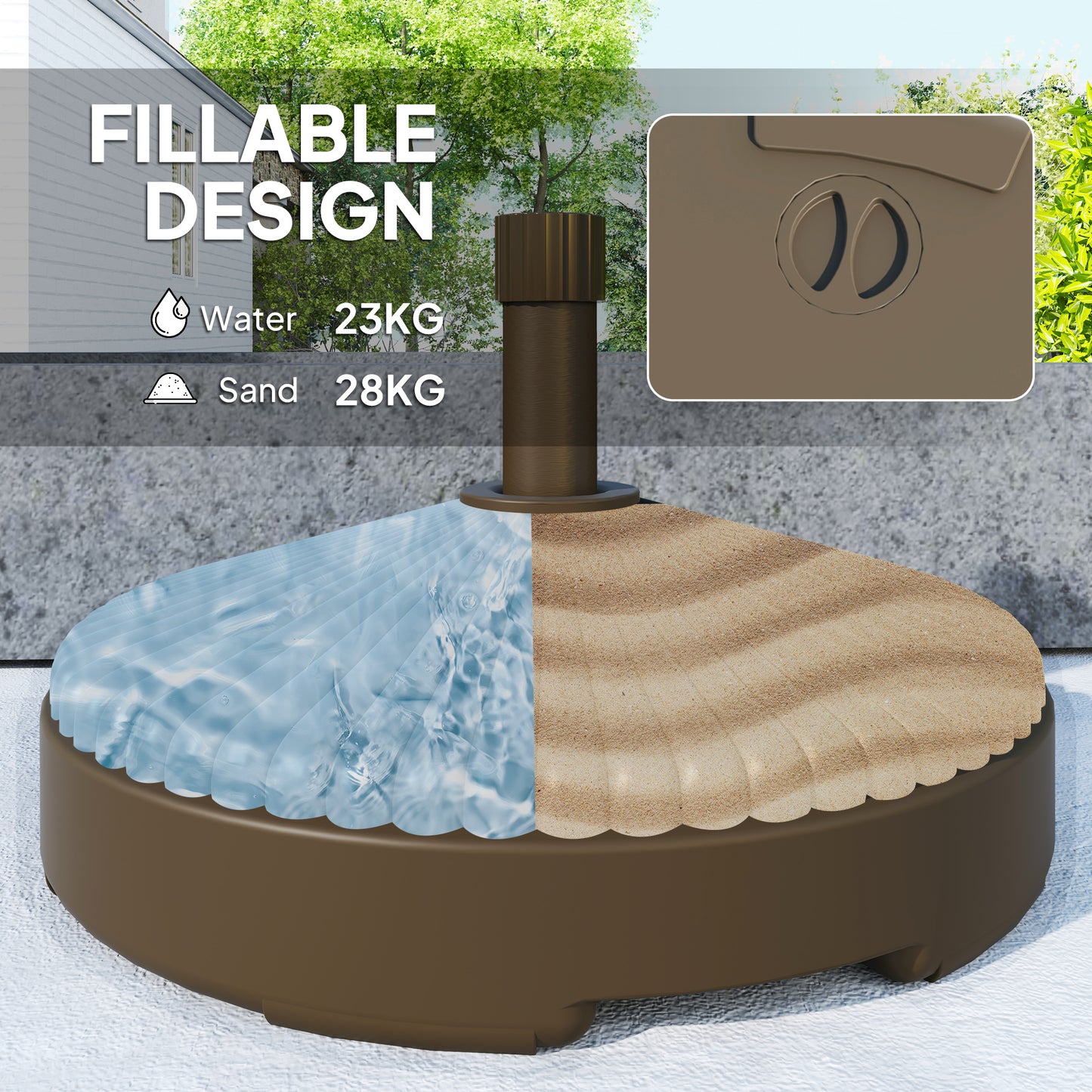 Garden Parasol Base Holder, 28kg Sand Filled, 23kg Water Filled (1)