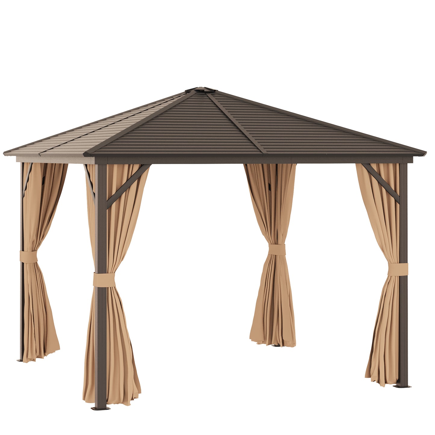 3 x 3(m) Metal Hardtop Gazebo, with Curtains and Accessories