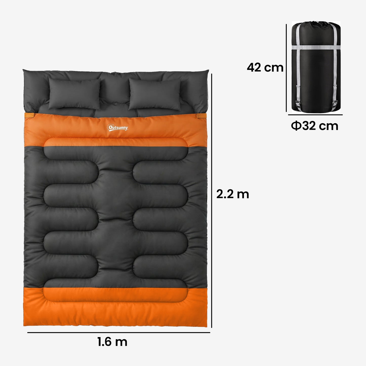 Double Sleeping Bag with 2 Pillows (1)