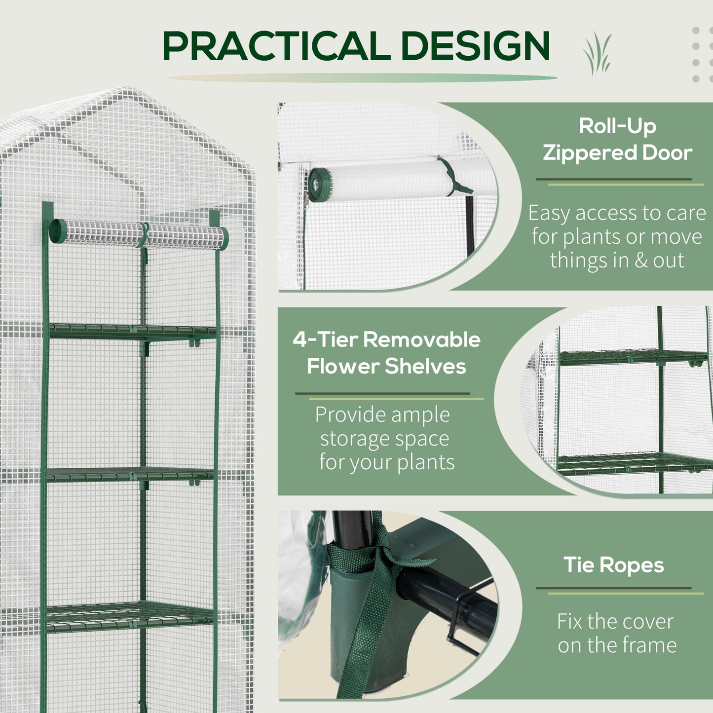 4 Tier Mini Greenhouse, Portable Compact Green House