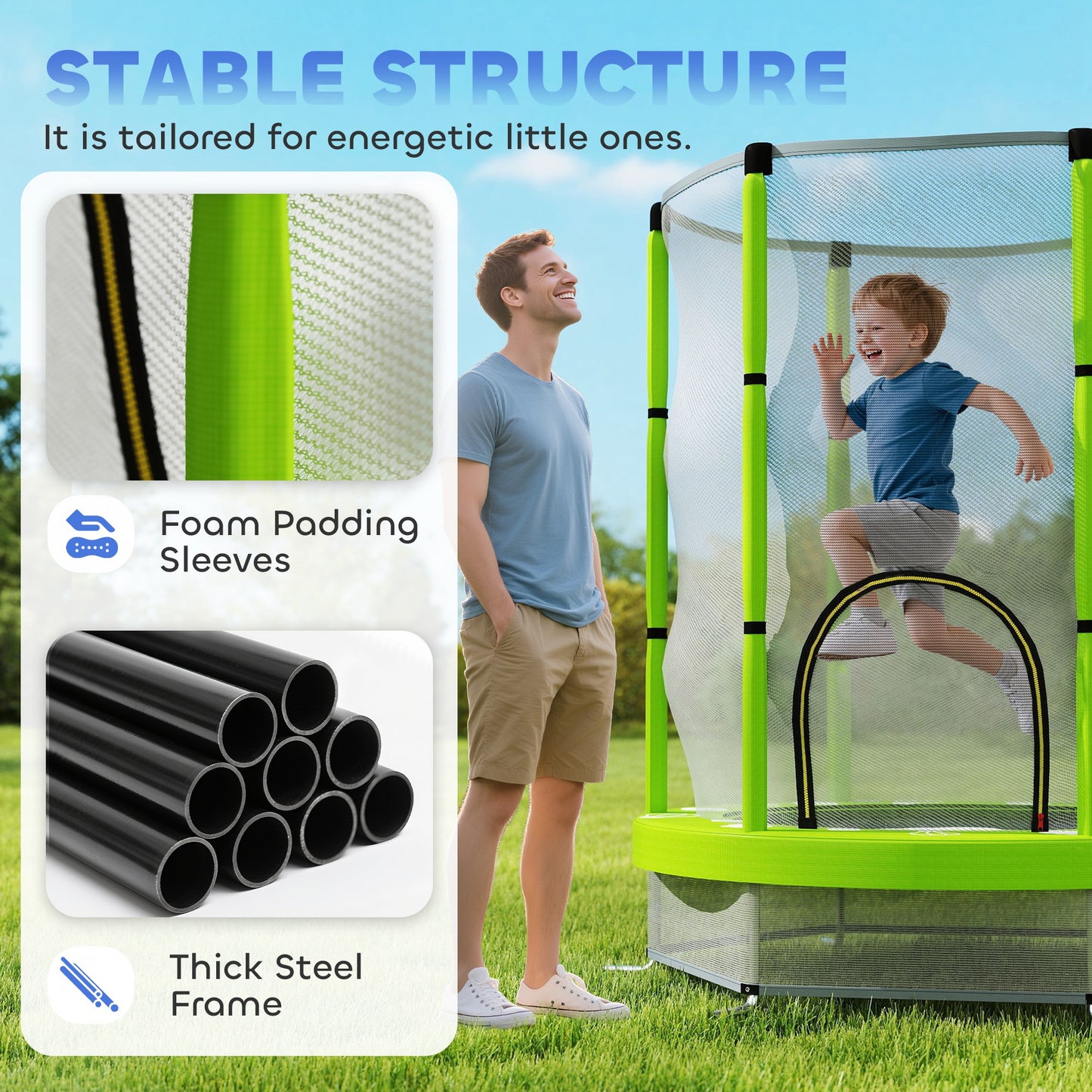4.6ft Toddler Trampoline w/ Safety Enclosure Net