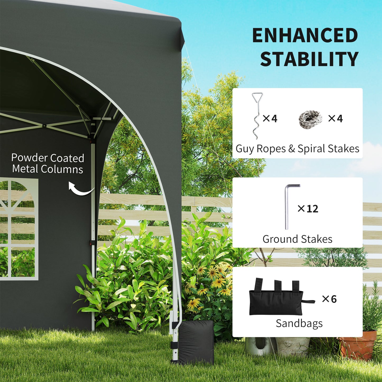 3 x 6m Pop Up Gazebo Shelter with Sides, 6 Sandbags