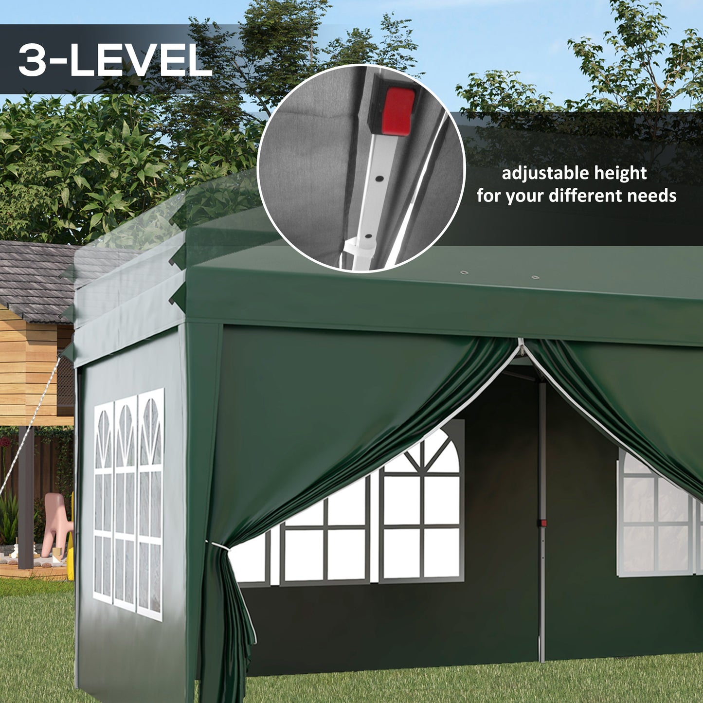 3 x 6m Pop-Up Gazebo, with Curtain Walls and Windows