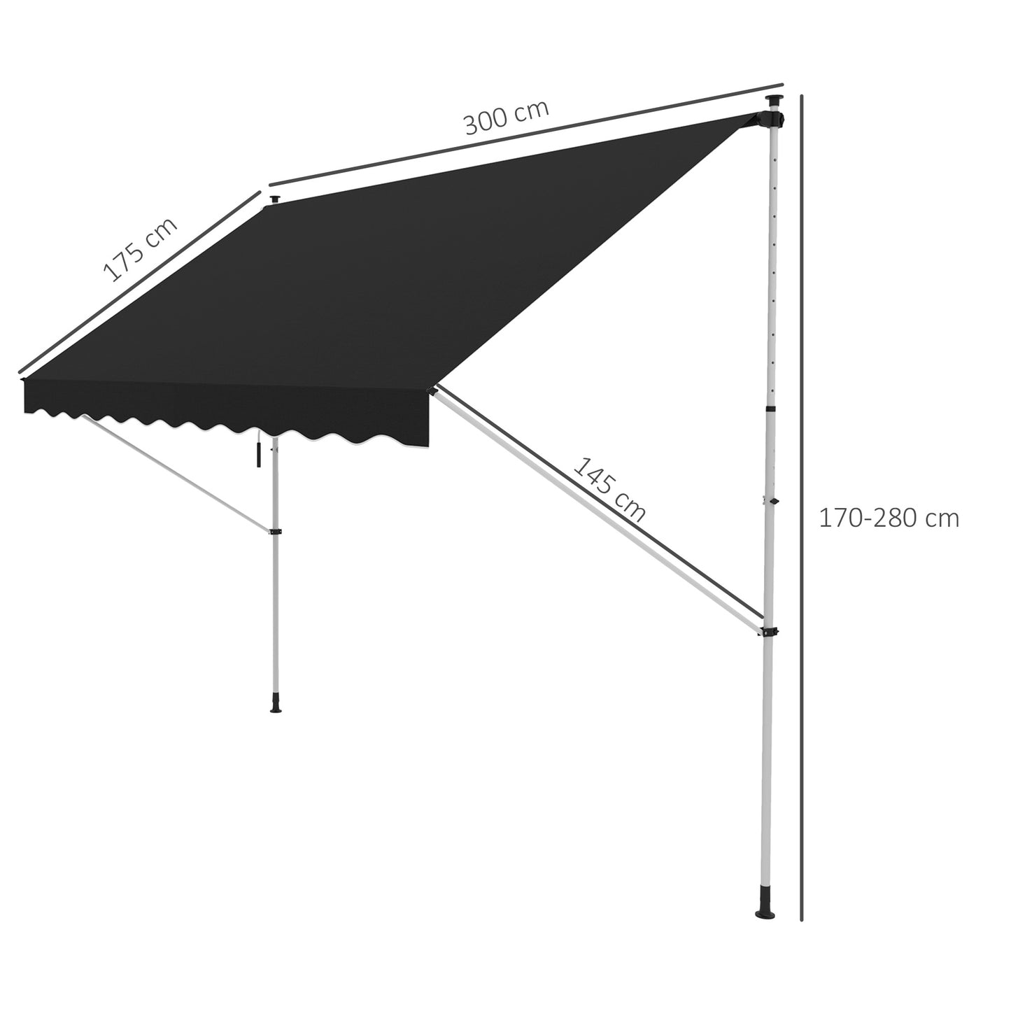 3x1.5m  Adjustable Outdoor Aluminium Frame Awning