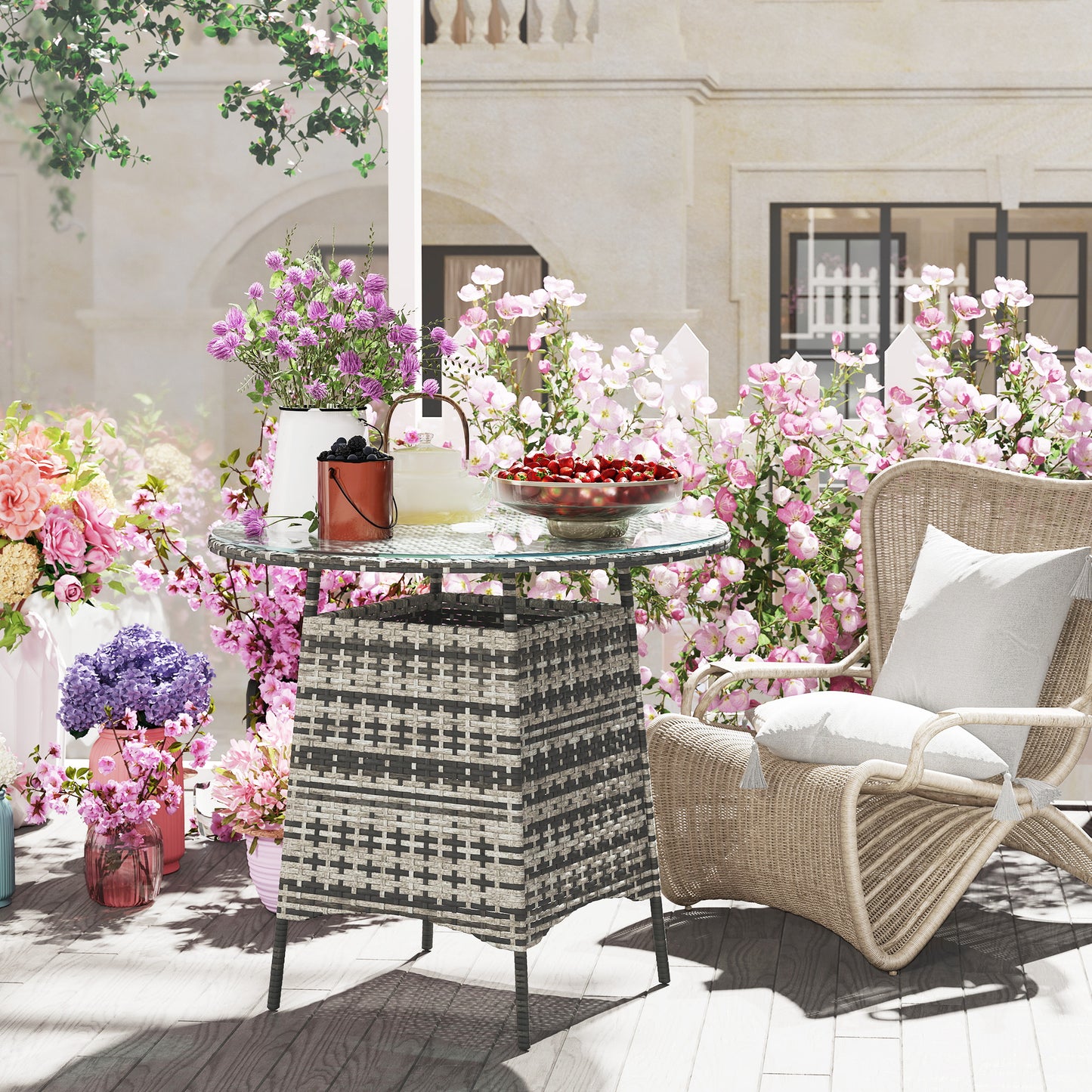 Wicker Garden Rattan Table